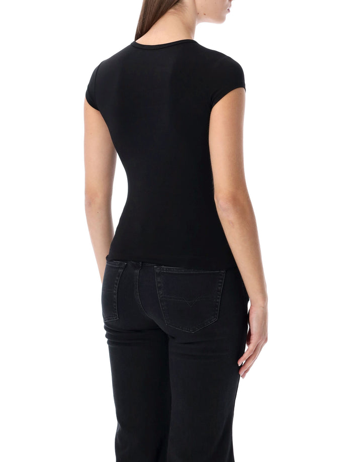 Diesel T-angie-od T-shirt with cut-out embroidered logo Black Cotton