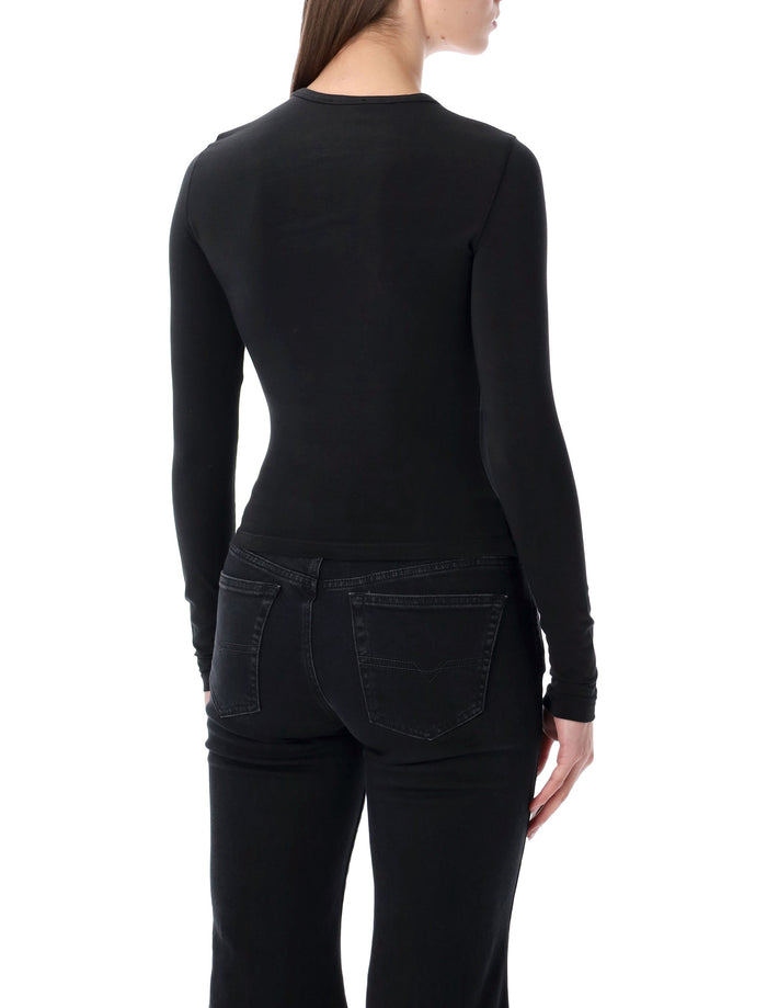 Diesel T-uncutieslong-ls-od t-shirt with Oval D logo Black Cotton
