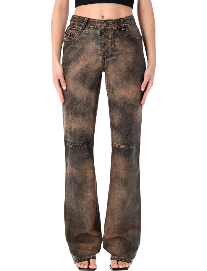 Diesel L-Ysa Leather Pants Washed Brown Sheepskin