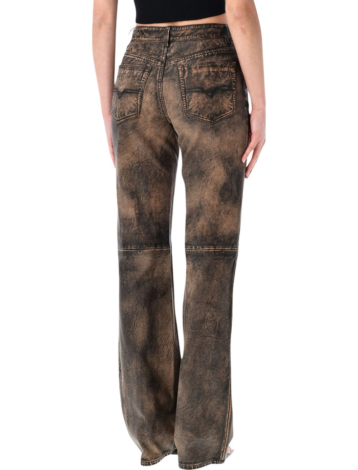 Diesel L-Ysa Leather Pants Washed Brown Sheepskin