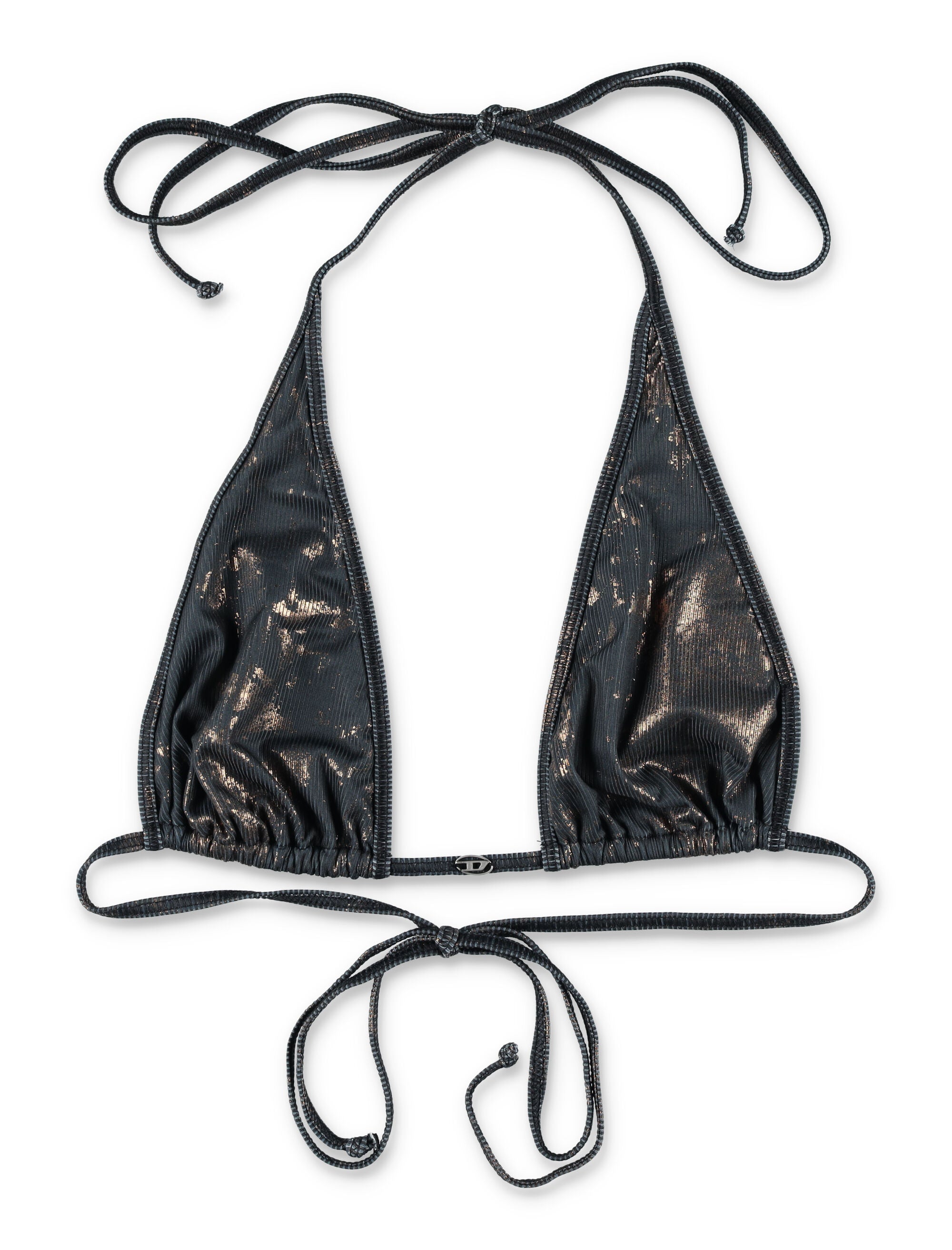 Diesel Corinne-Utlt metallic triangle bikini top Black Gold Polyester