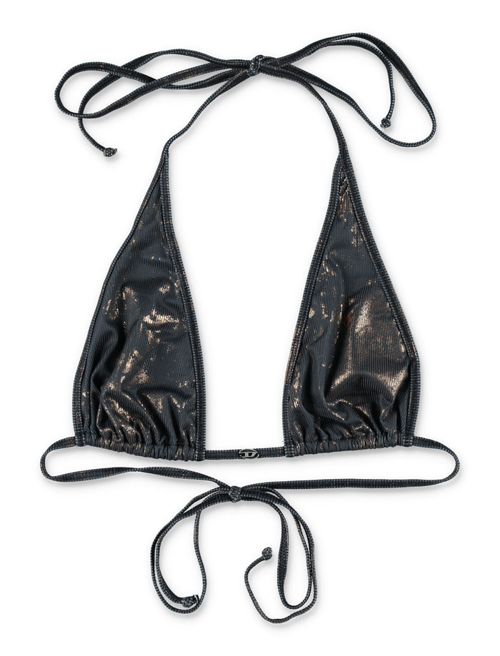 Diesel Corinne-Utlt metallic triangle bikini top Black Gold Polyester