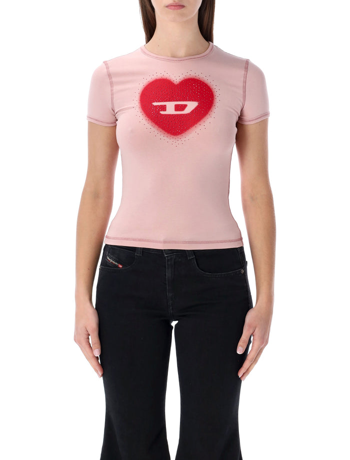 Diesel T-Uncuties heart logo t-shirt Pink Cotton Tshirt