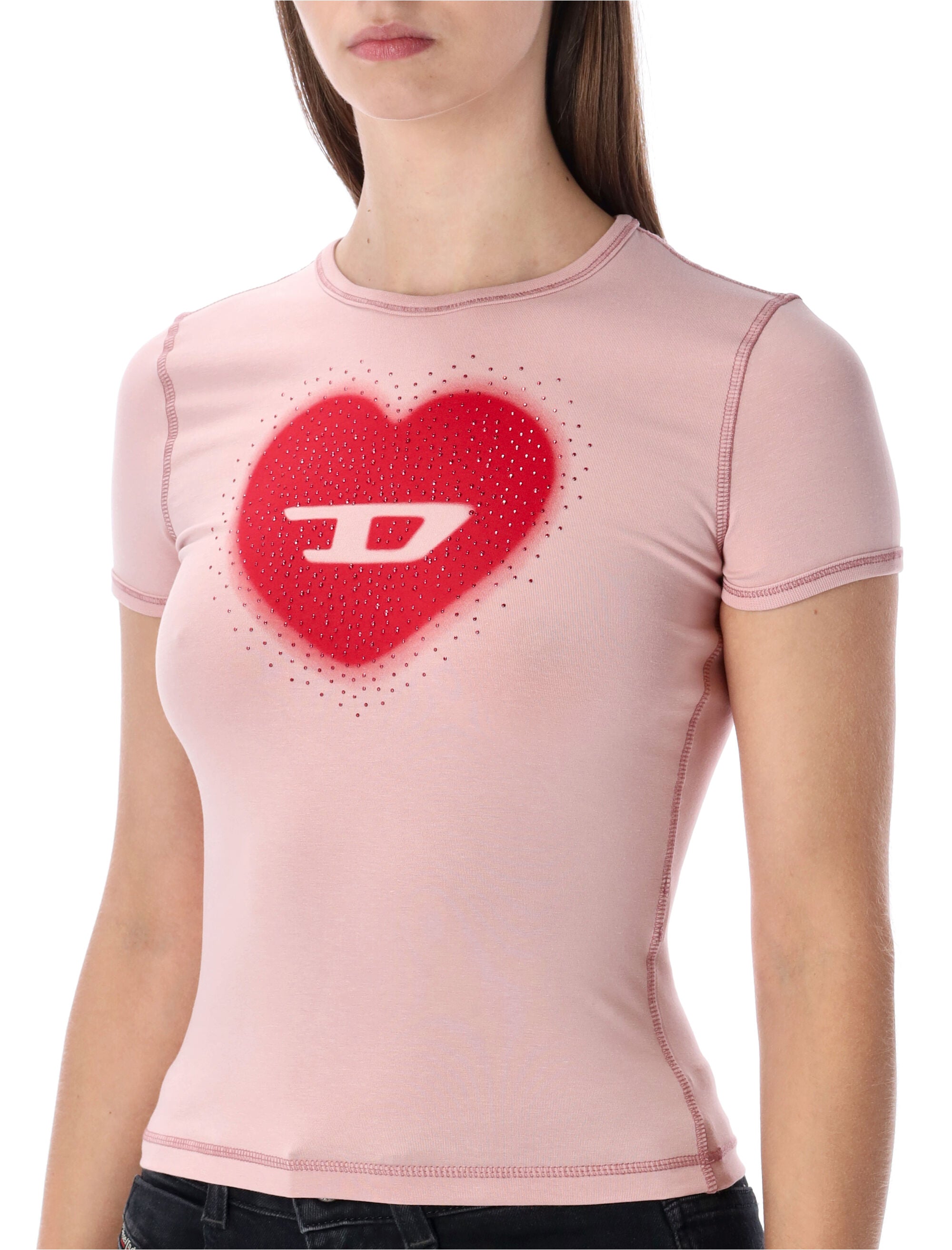 Diesel T-Uncuties heart logo t-shirt Pink Cotton Tshirt