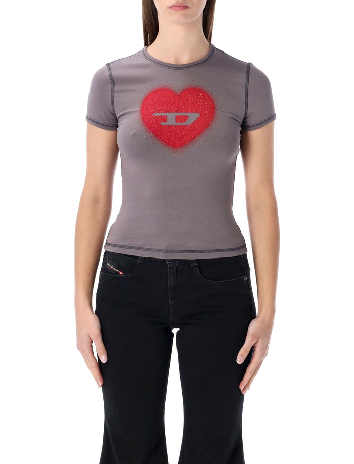 Diesel T-Uncuties heart logo t-shirt Grey Cotton Tshirt