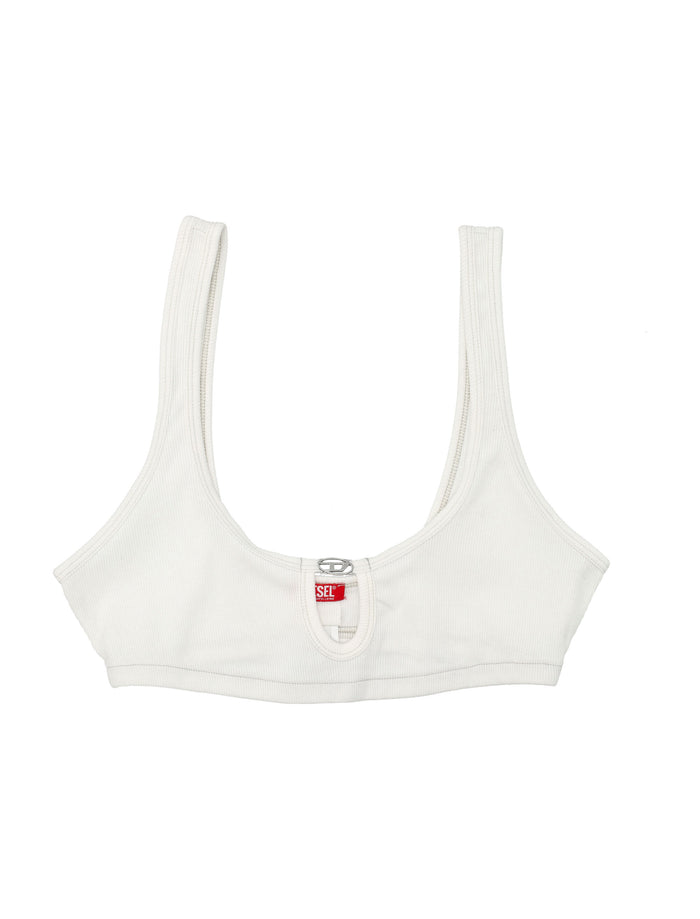 Ribbed Florence Bralette White Cotton Bra
