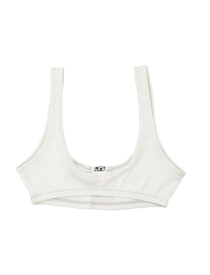 Ribbed Florence Bralette White Cotton Bra