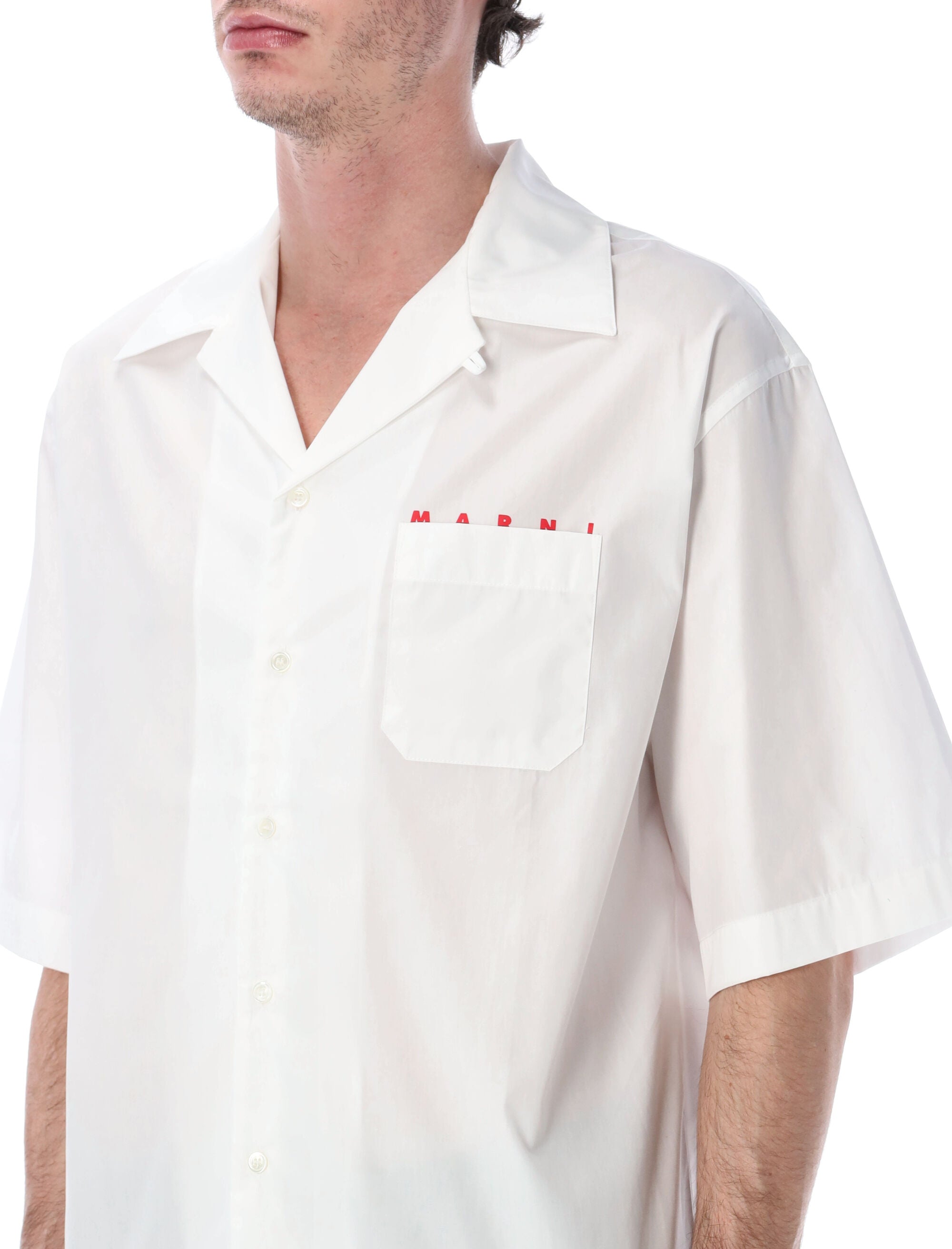 Marni Poplin Bowling Shirt White Cotton