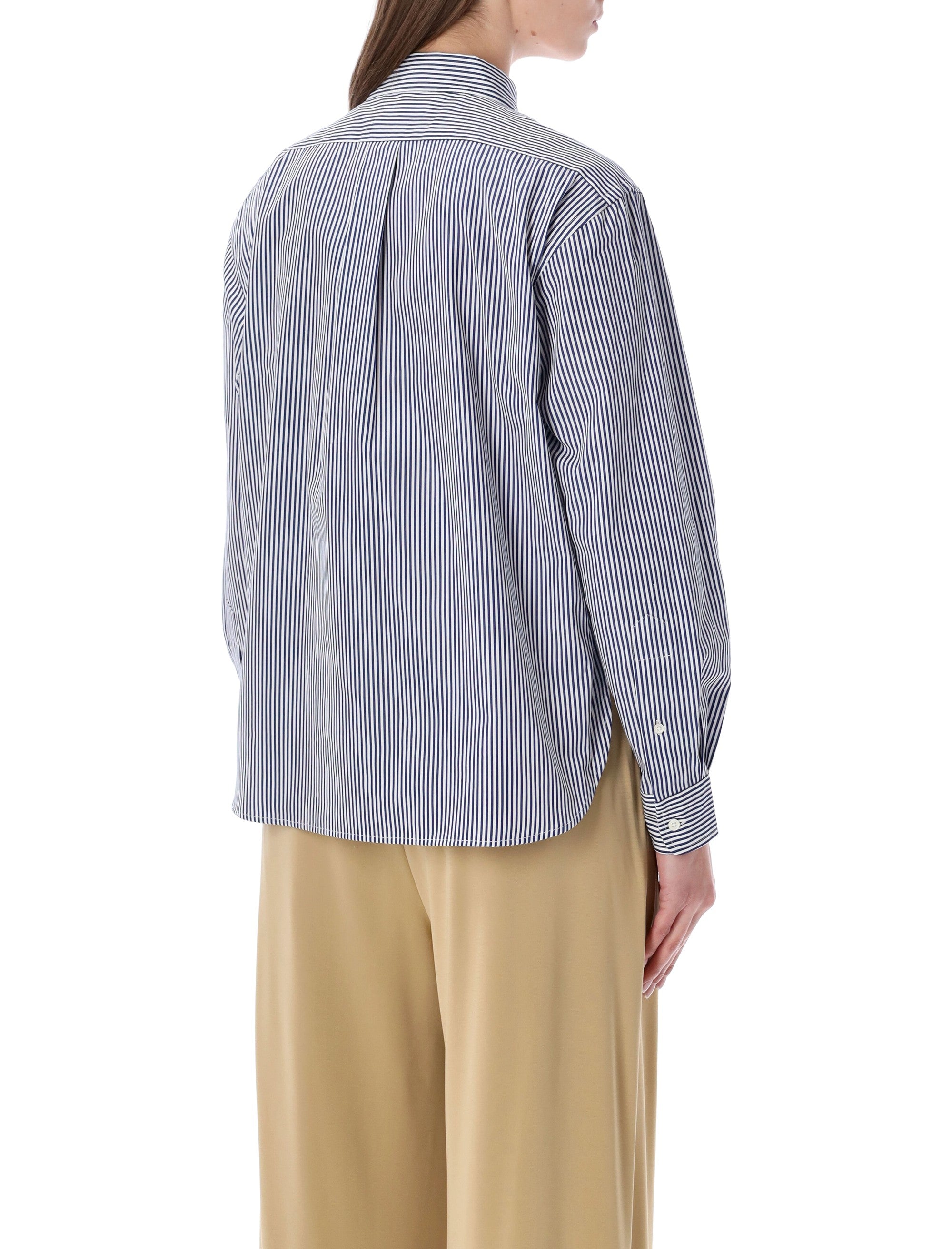 Polo Ralph Lauren cropped boxy striped cotton shirt White Fall Royal Stripe