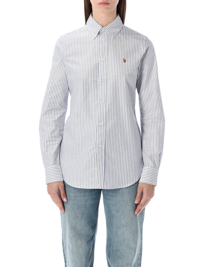 Polo Ralph Lauren slim-fit striped Oxford shirt White Heritage Royal Stripe Cotton