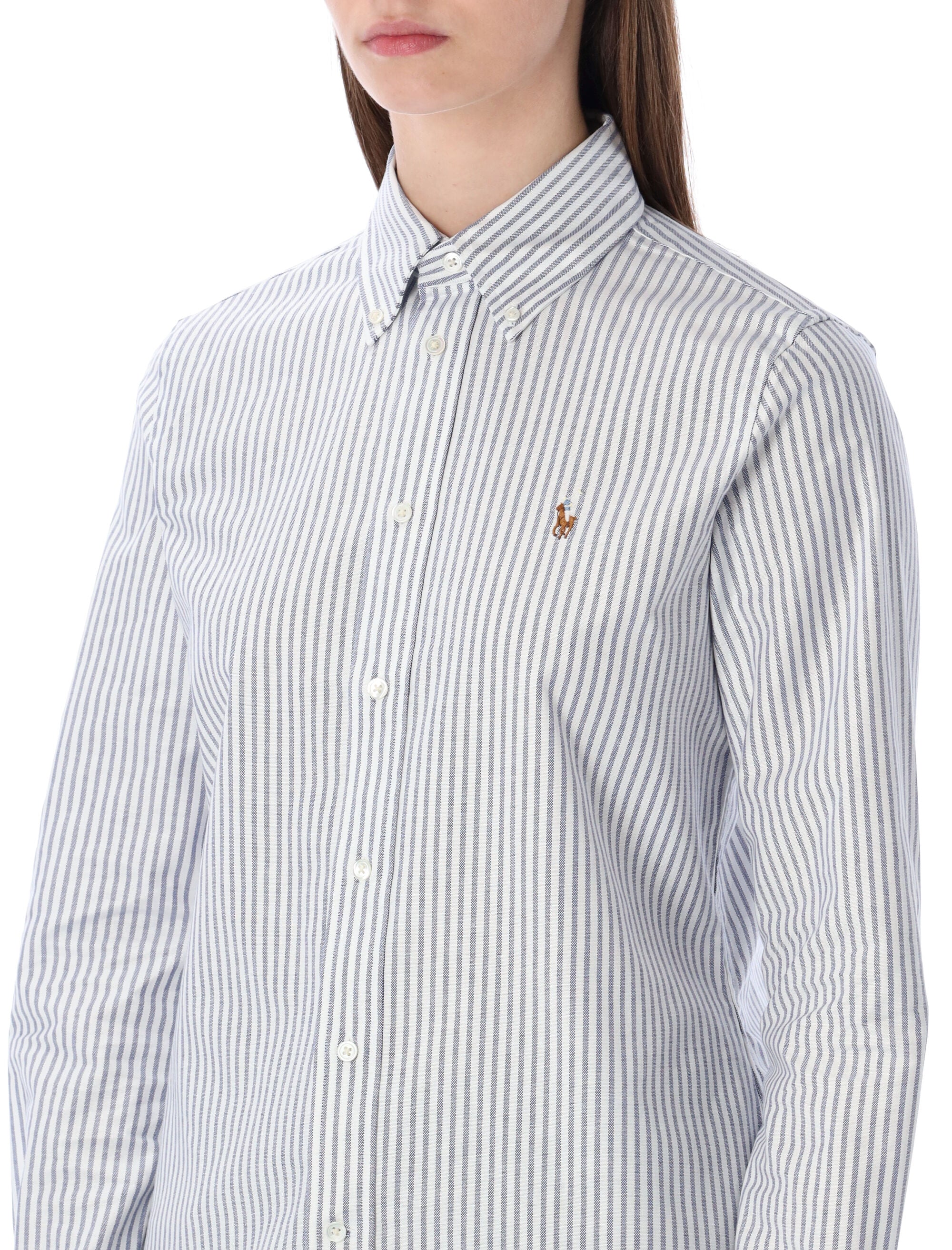 Polo Ralph Lauren slim-fit striped Oxford shirt White Heritage Royal Stripe Cotton