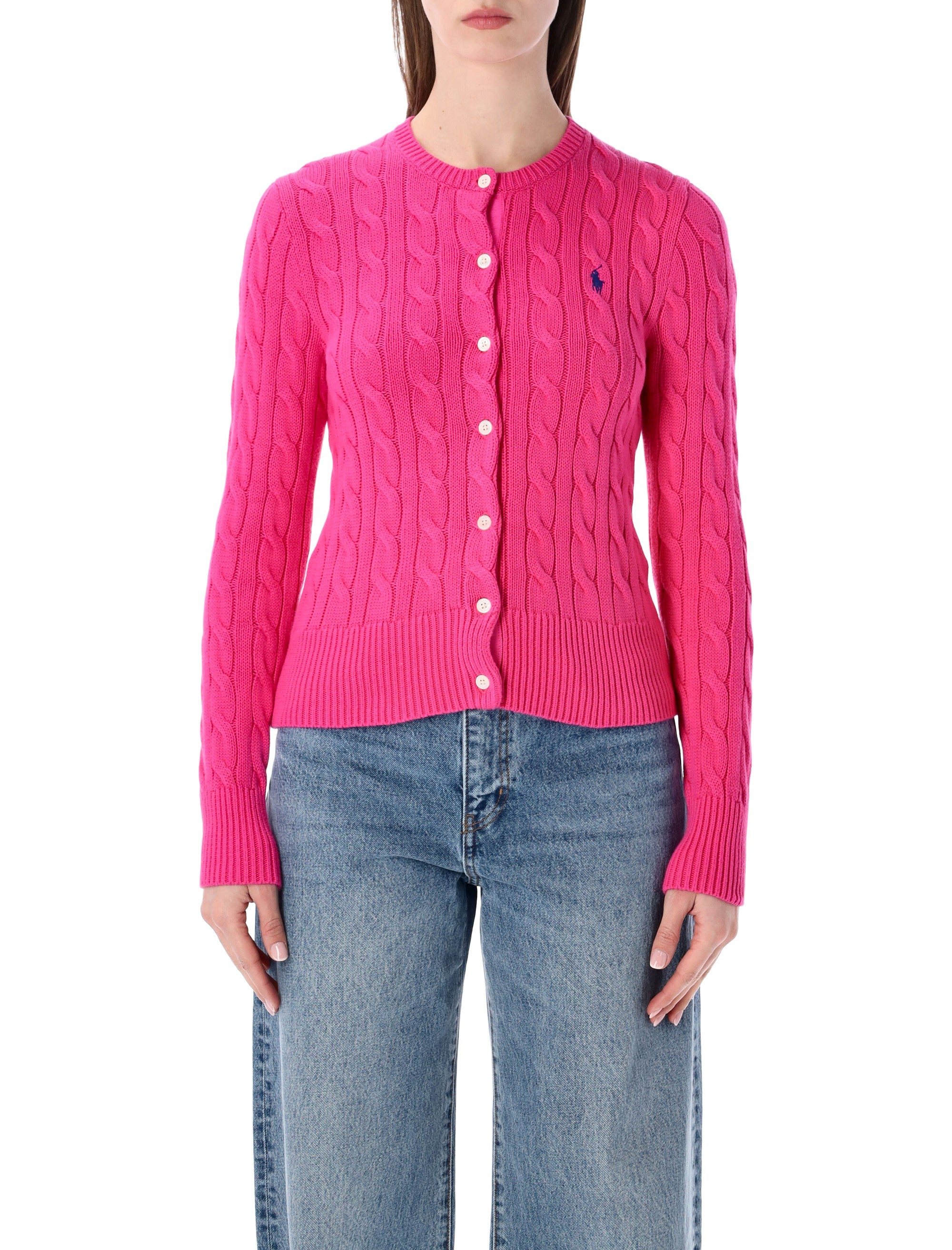 Polo Ralph Lauren cotton classic Cable-Knit cardigan Accent Pink