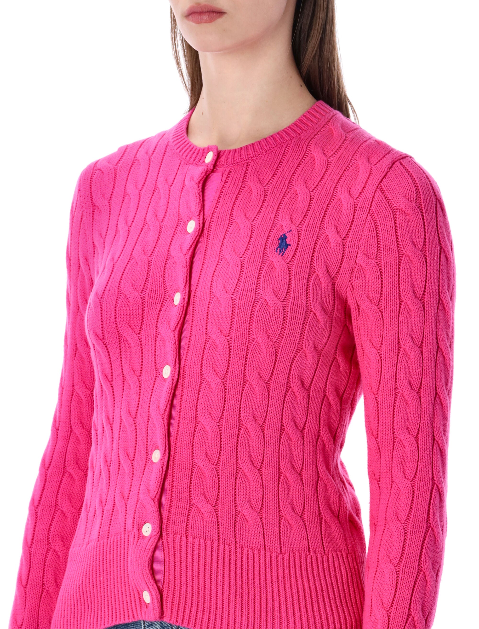 Polo Ralph Lauren cotton classic Cable-Knit cardigan Accent Pink