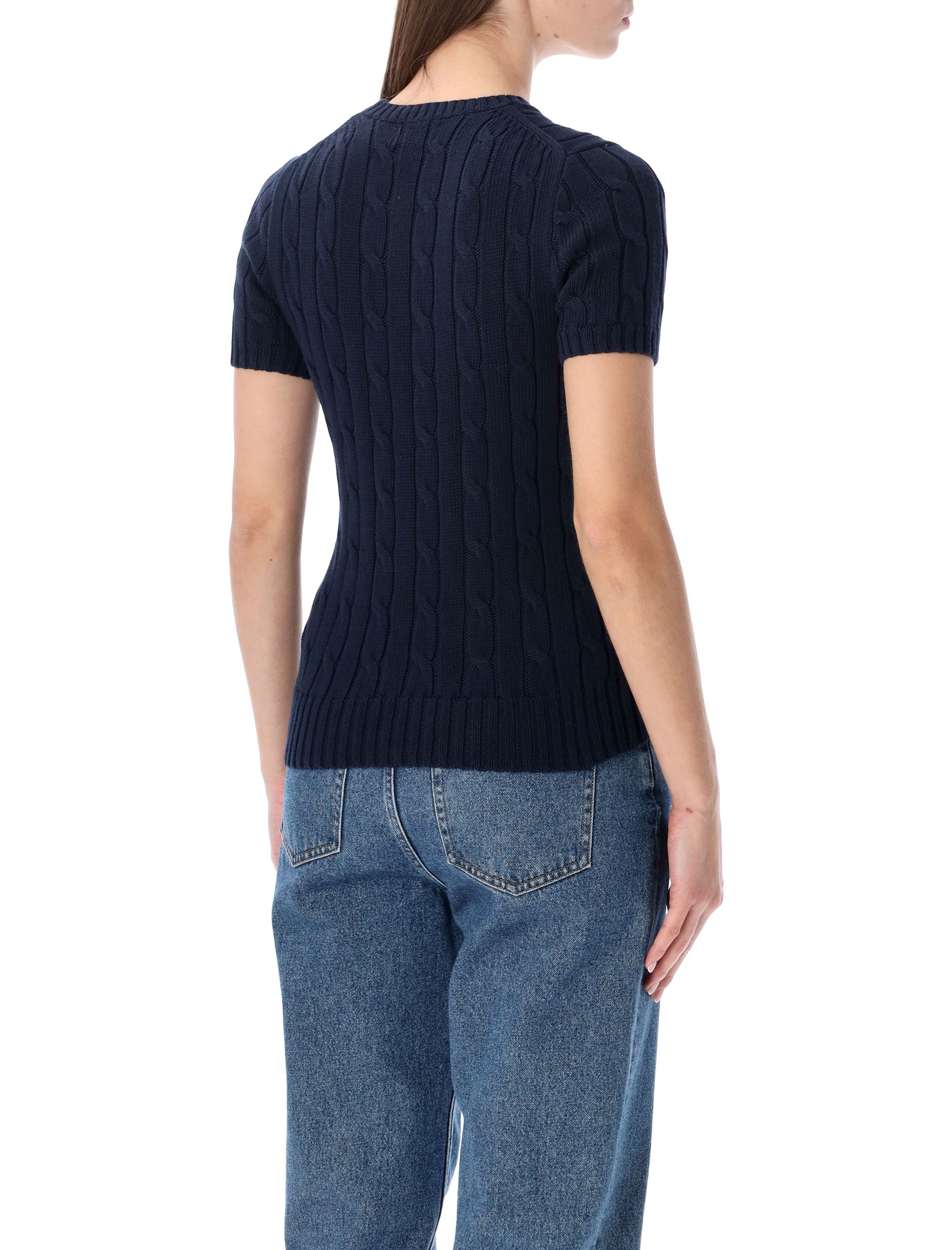 Polo Ralph Lauren cable-knit cotton short-sleeve jumper Hunter Navy Sweater