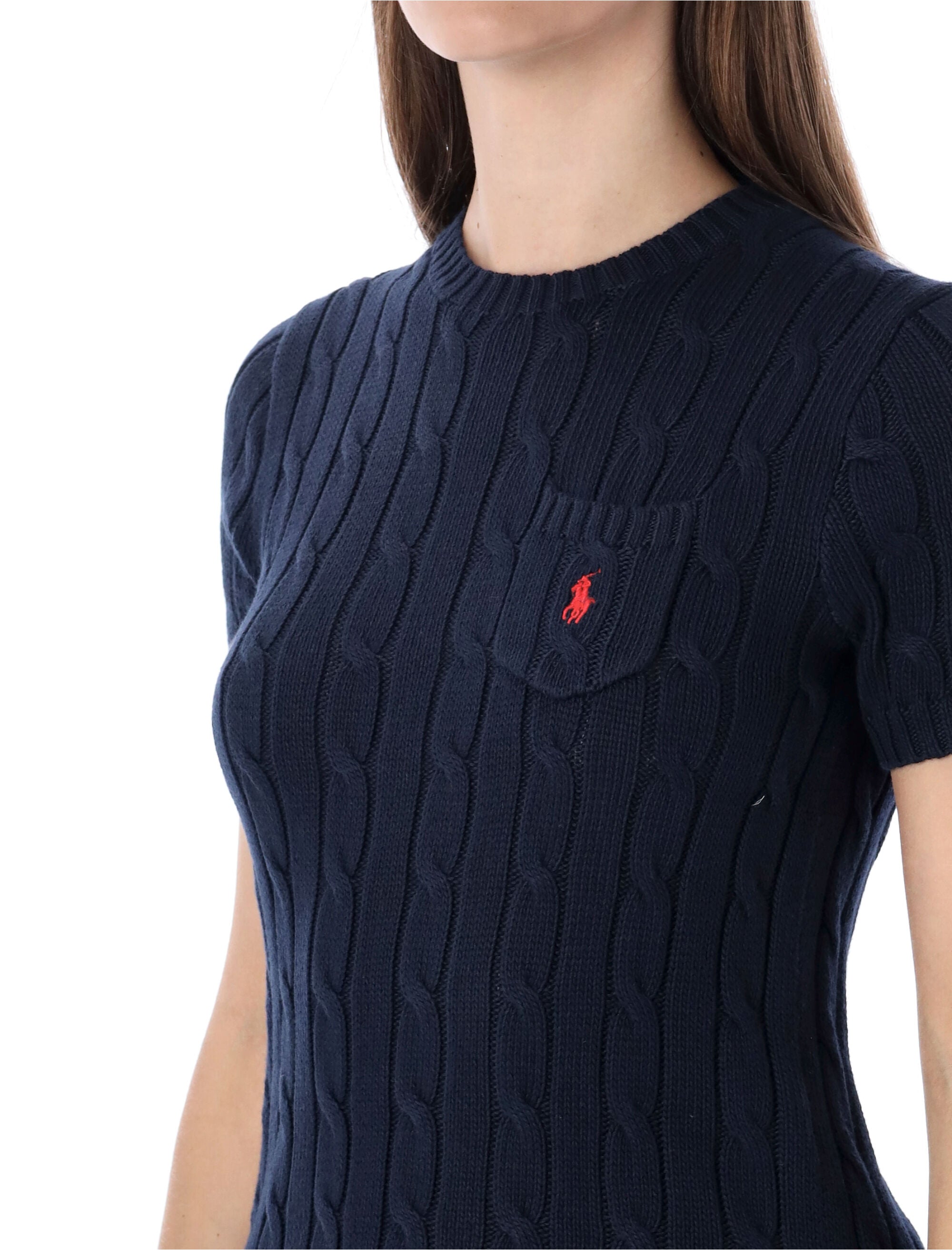 Polo Ralph Lauren cable-knit cotton short-sleeve jumper Hunter Navy Sweater
