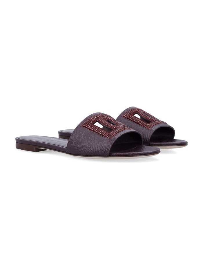 Dolce & Gabbana crystal embellished flat Burgundy Upper Sandal