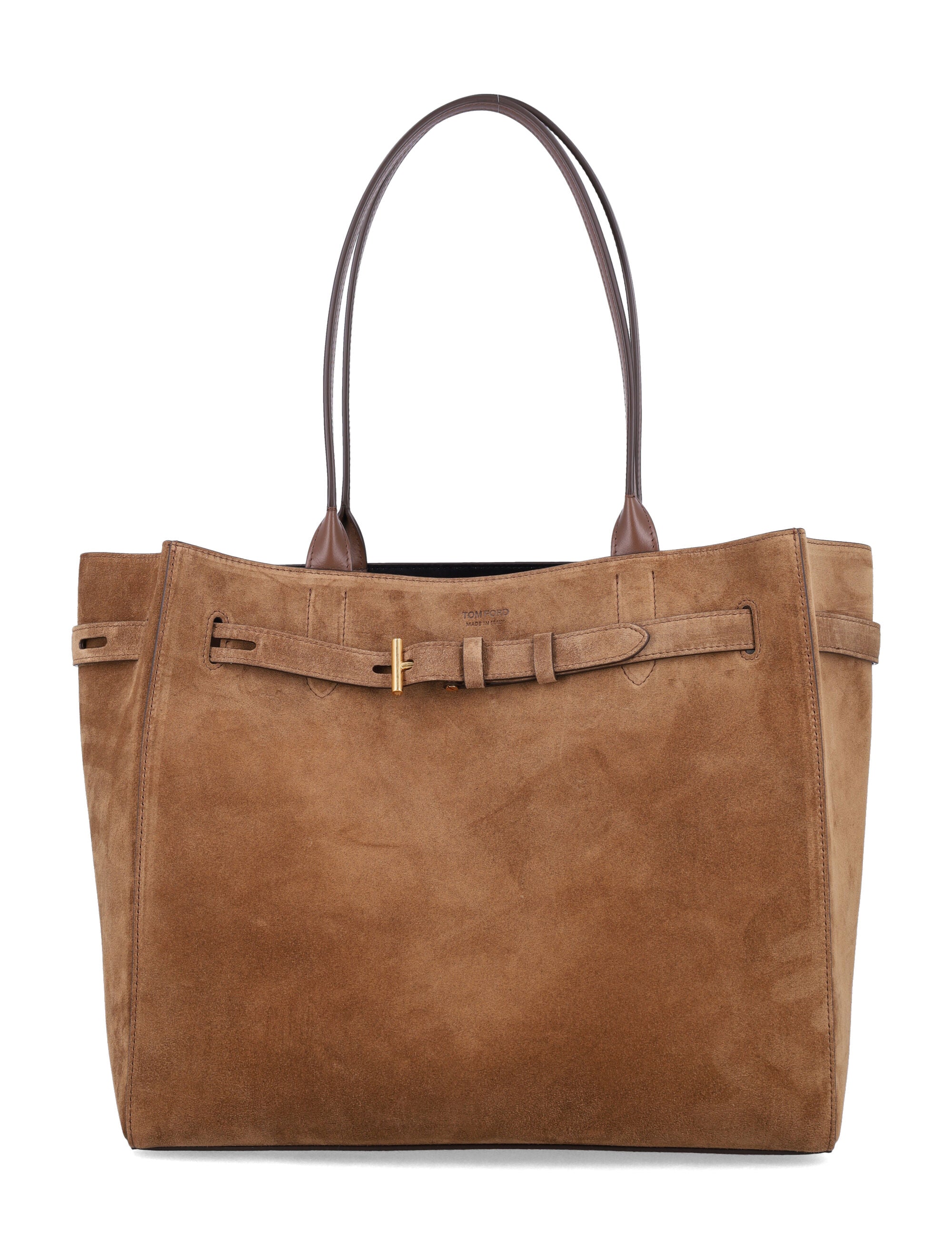 Tom Ford Audrey Medium Suede Tote Bag Whisky Upper