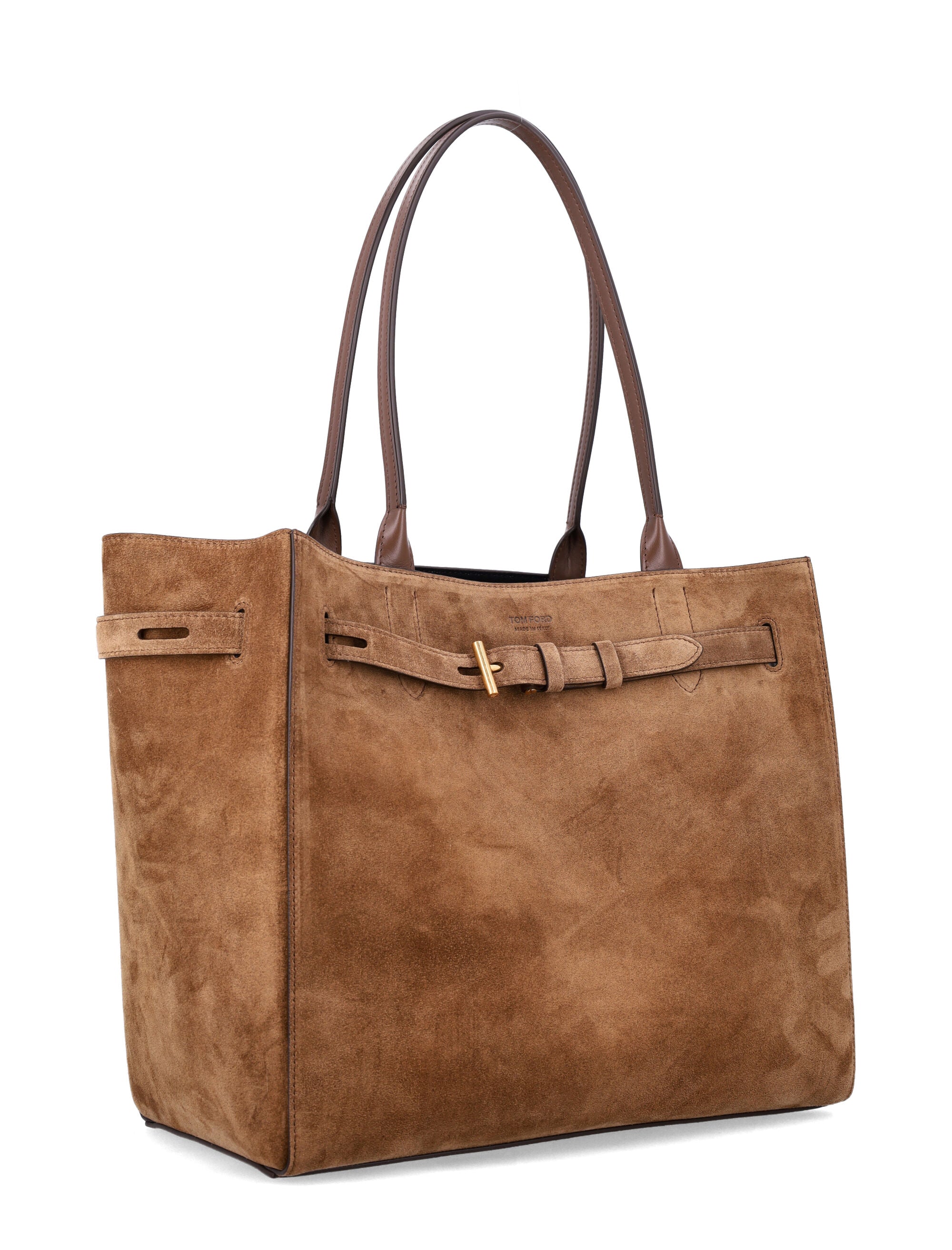 Tom Ford Audrey Medium Suede Tote Bag Whisky Upper