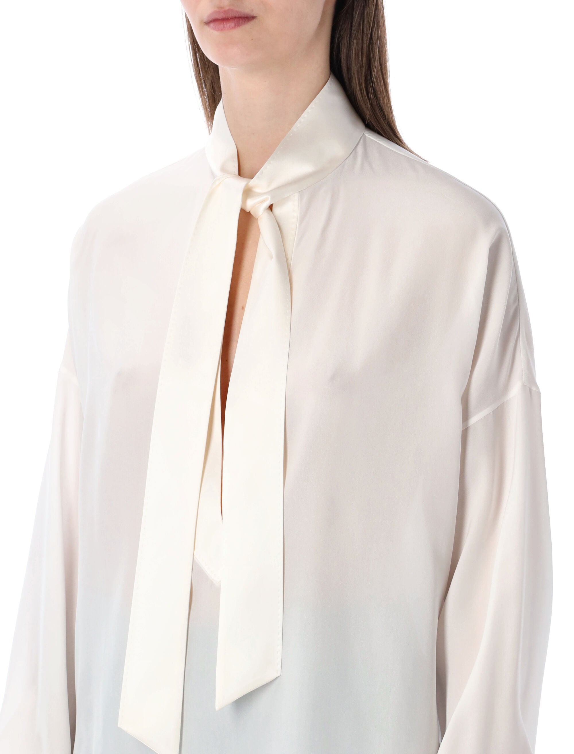 Tom Ford silk Lavallière blouse Off White Shirt