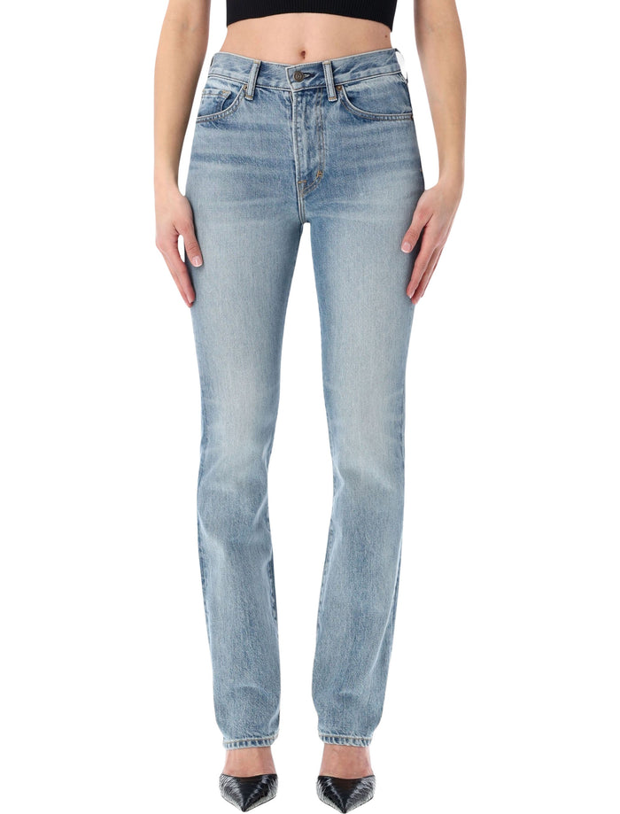 Tom Ford Straight Fit Denim Jeans Pale Blue Cotton