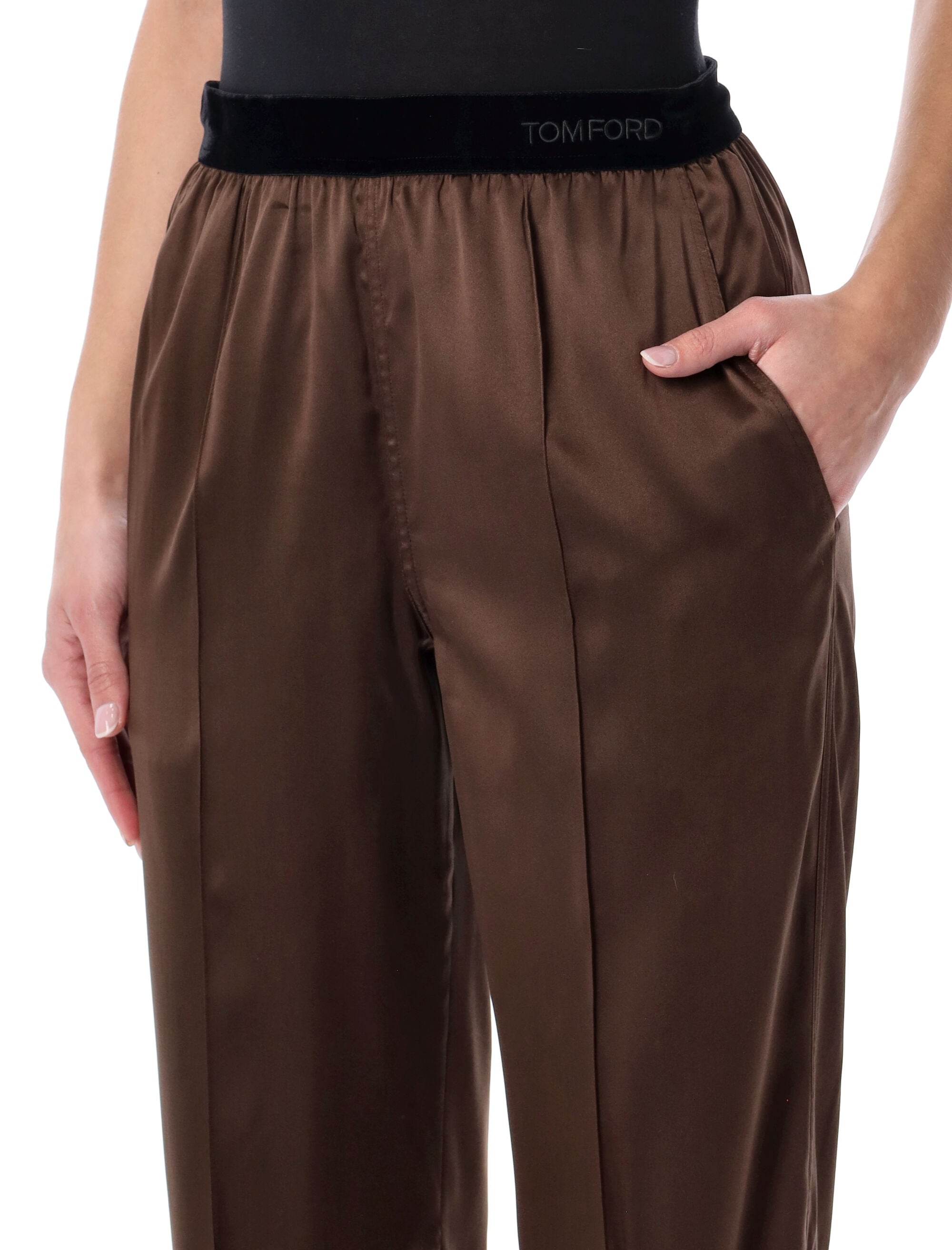 Tom Ford stretch silk satin PJ pants Cinnamon