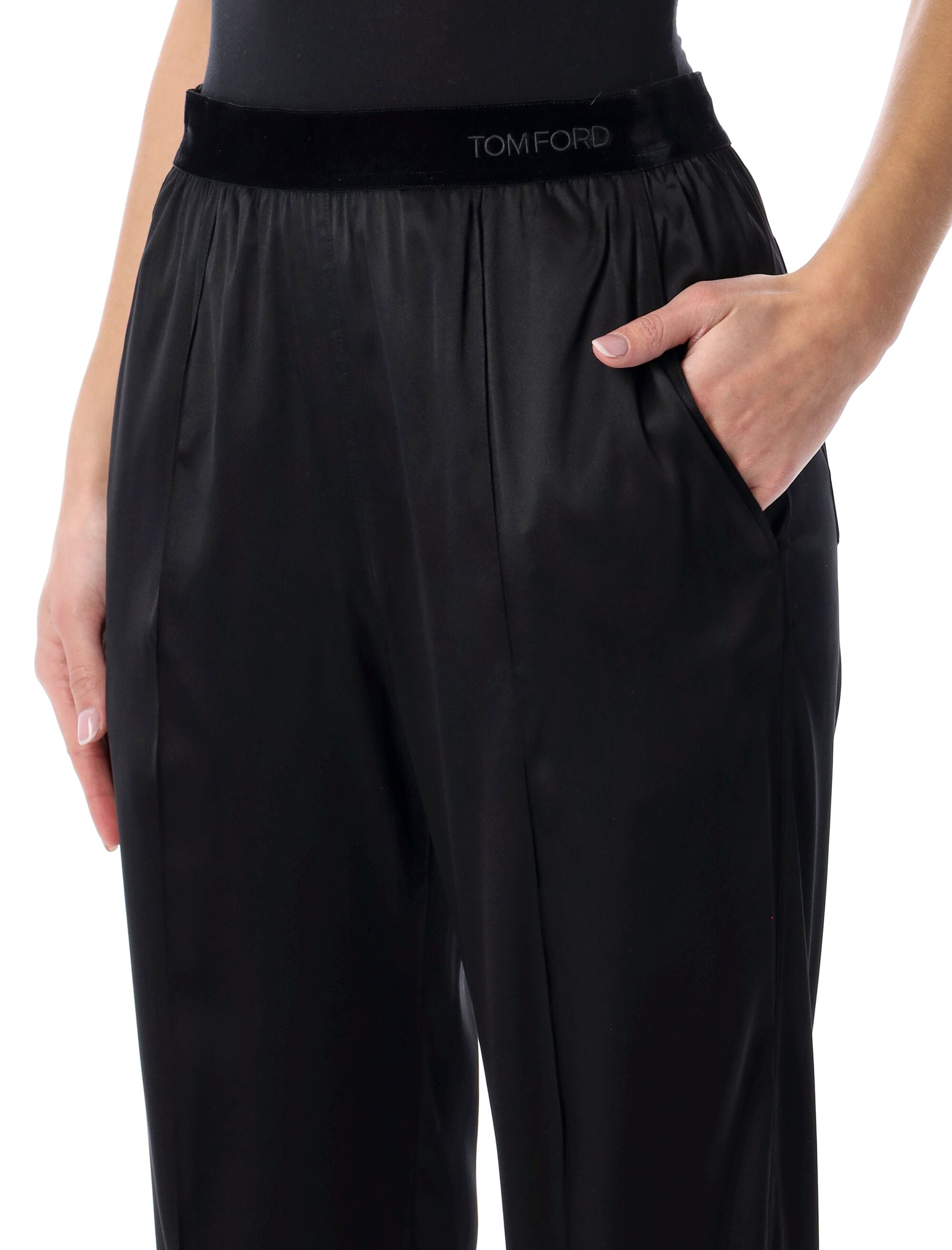 Tom Ford stretch silk satin PJ pants Black