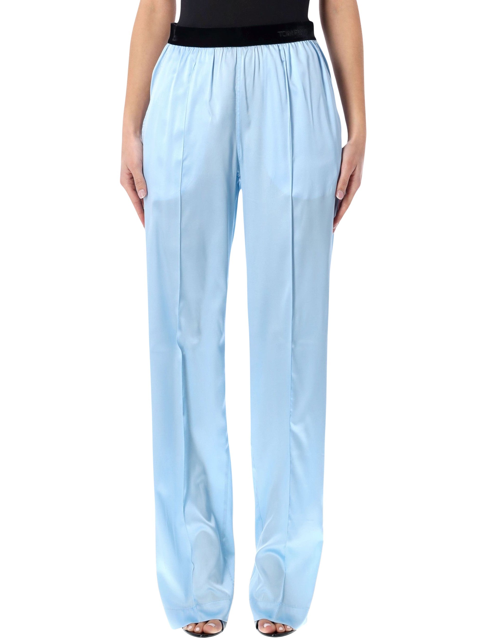 Tom Ford stretch silk satin PJ pants Frost Light Blue