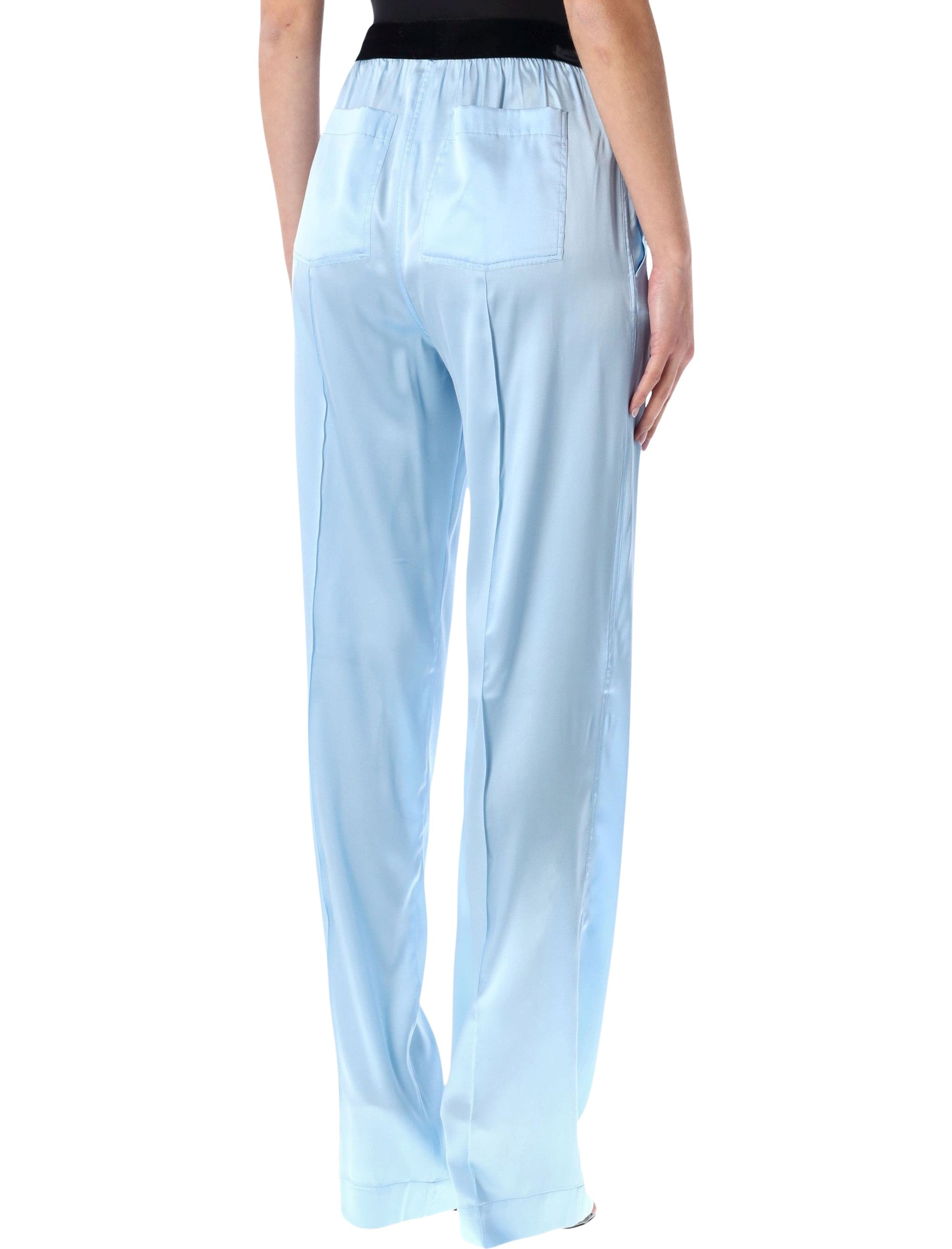 Tom Ford stretch silk satin PJ pants Frost Light Blue