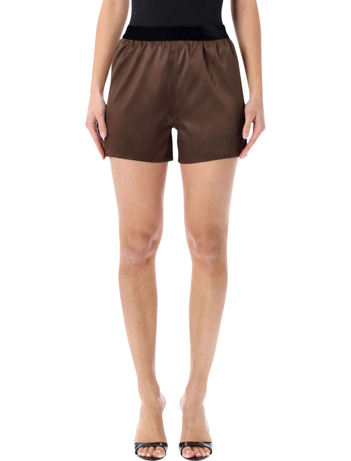 Tom Ford stretch silk satin PJ shorts Cinnamon