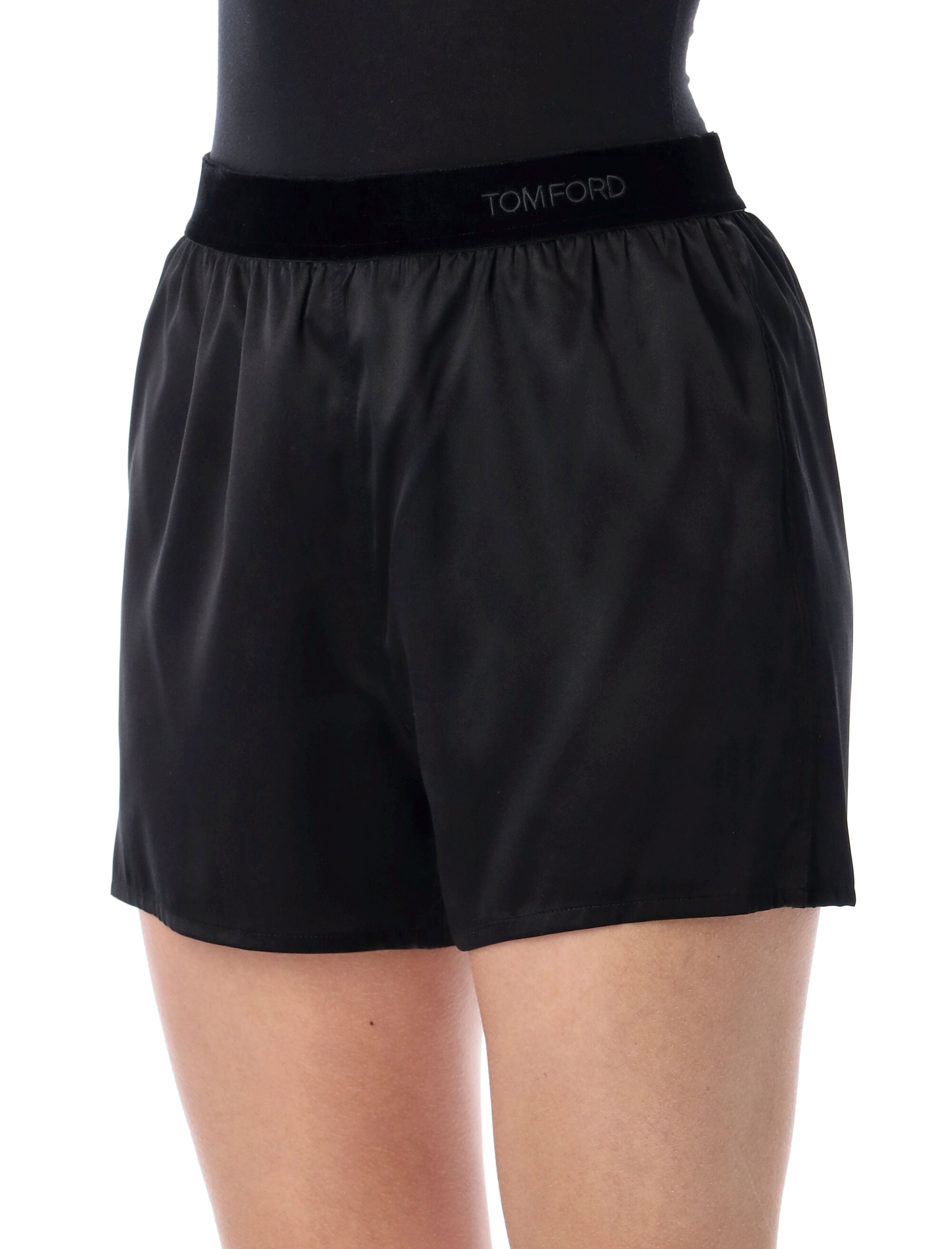 Tom Ford stretch silk satin PJ shorts Black