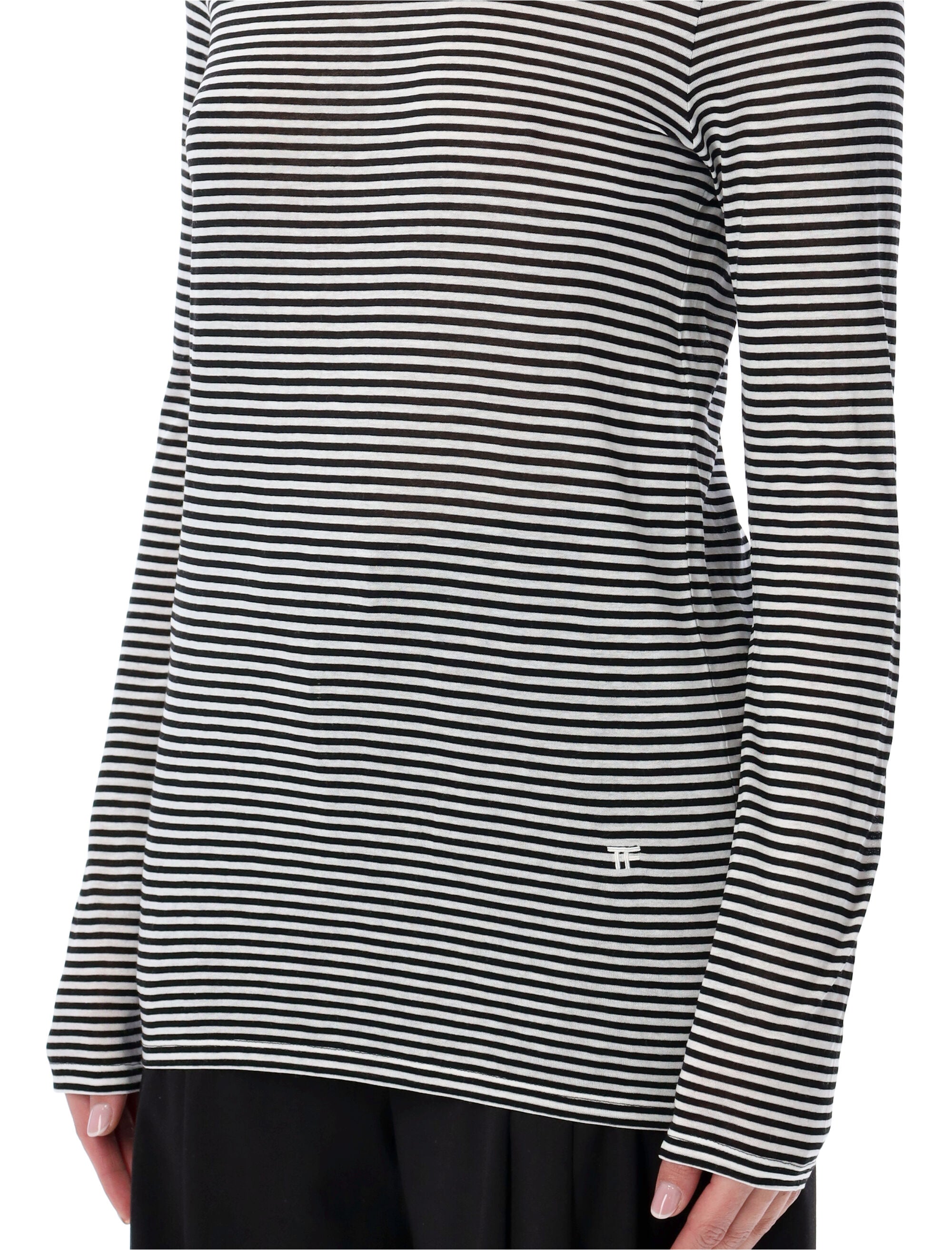 Tom Ford striped long-sleeve viscose top Black White Stripes