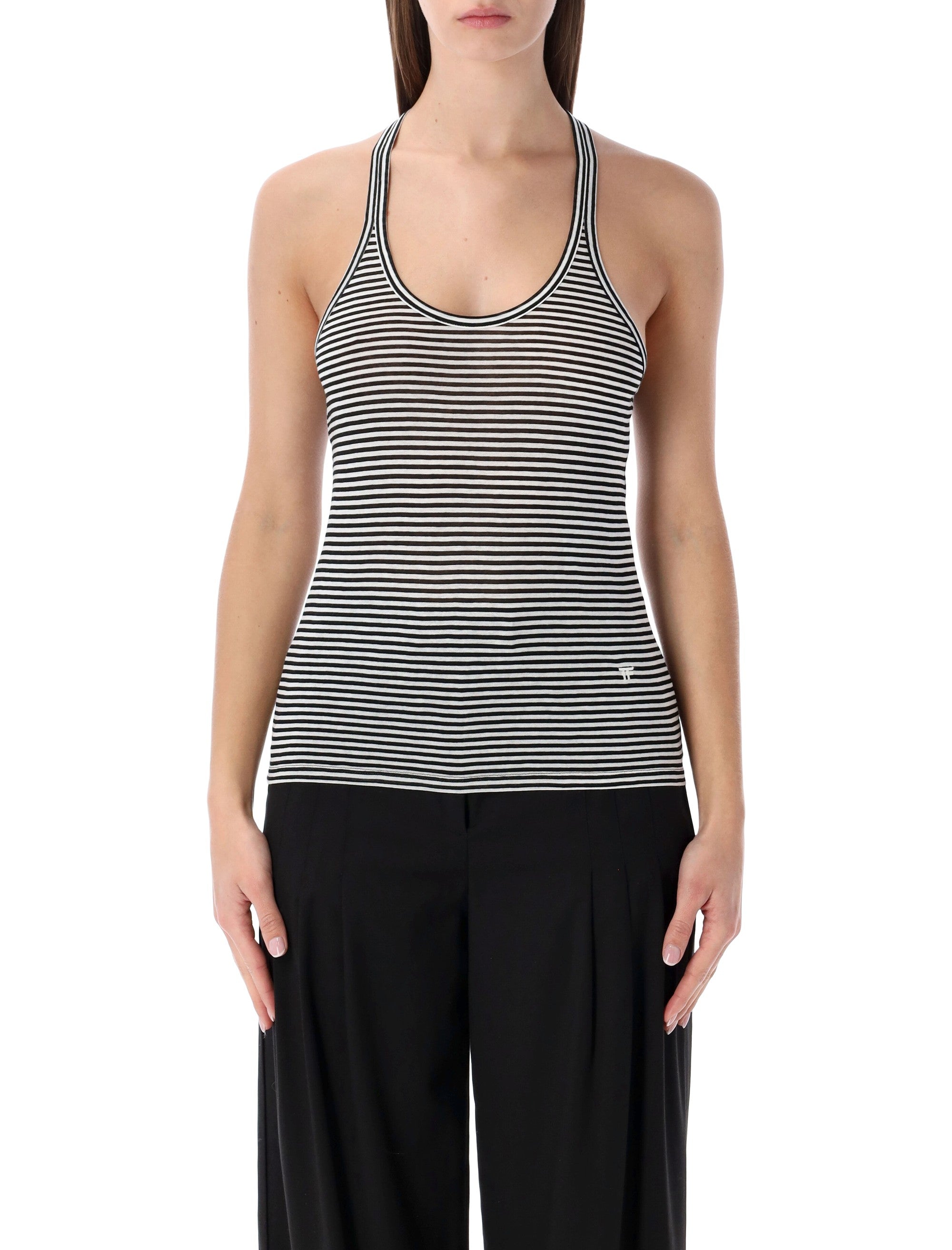 Tom Ford striped viscose racerback top Black White Stripes T-shirt