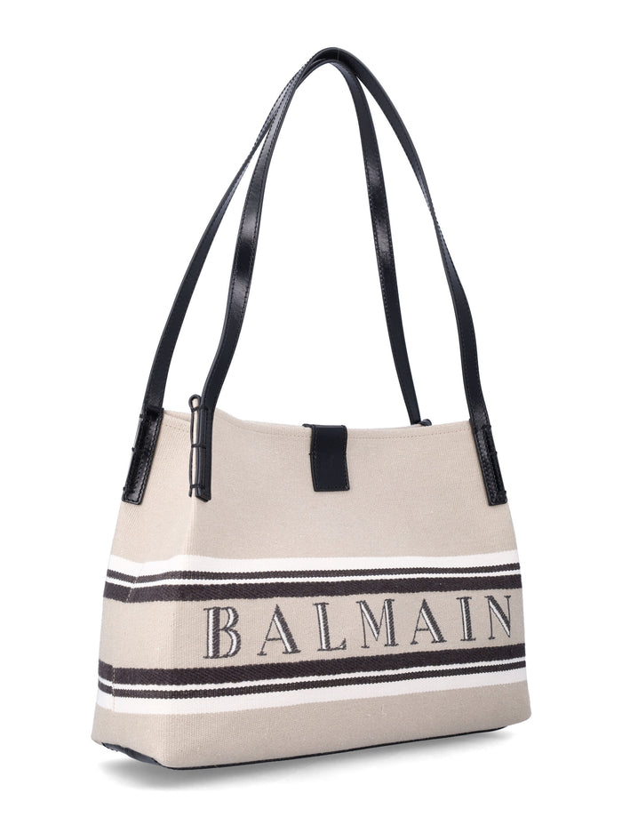 Balmain Release canvas shopper bag Beige Cotton Tote