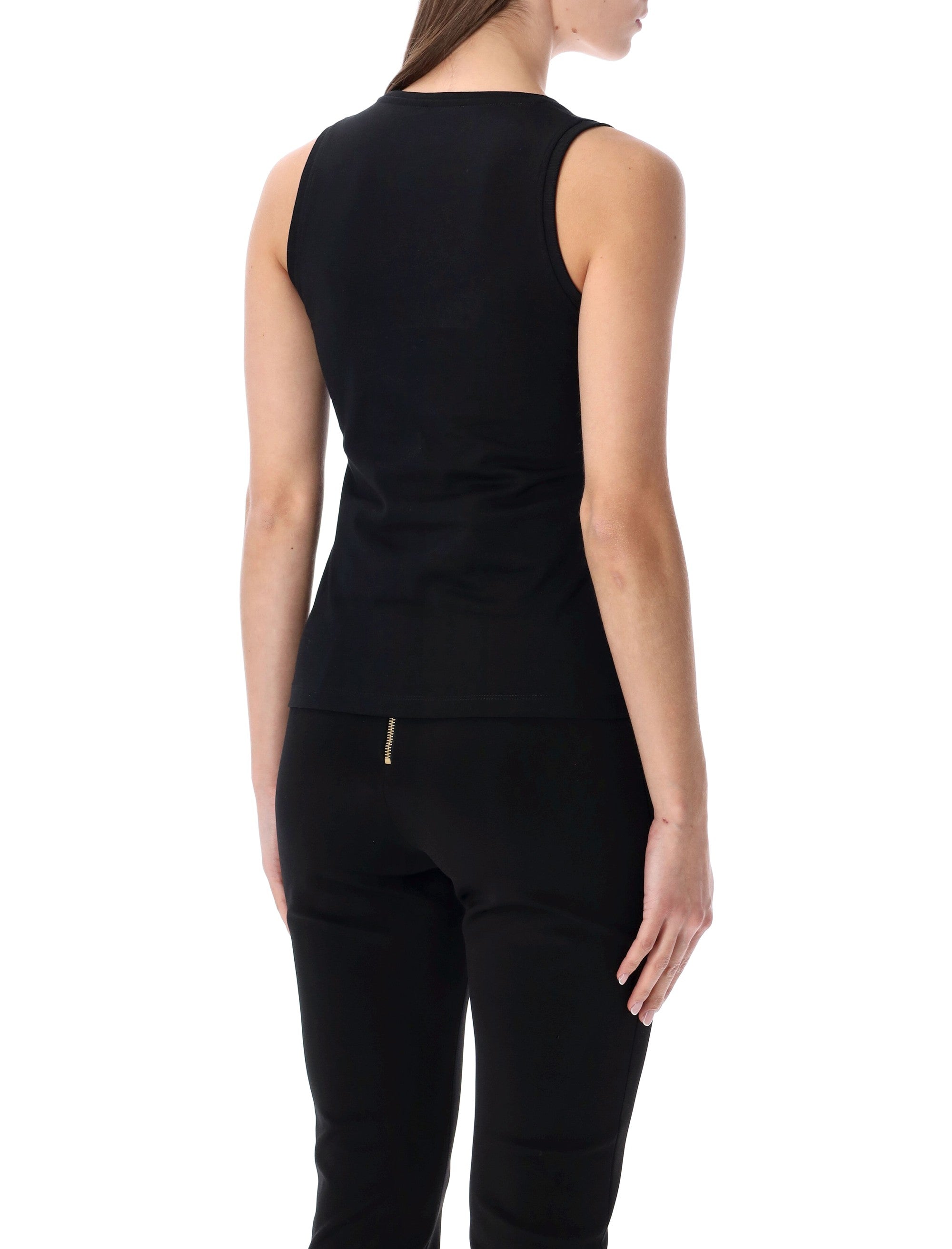 Balmain logo print tank top Black White Cotton