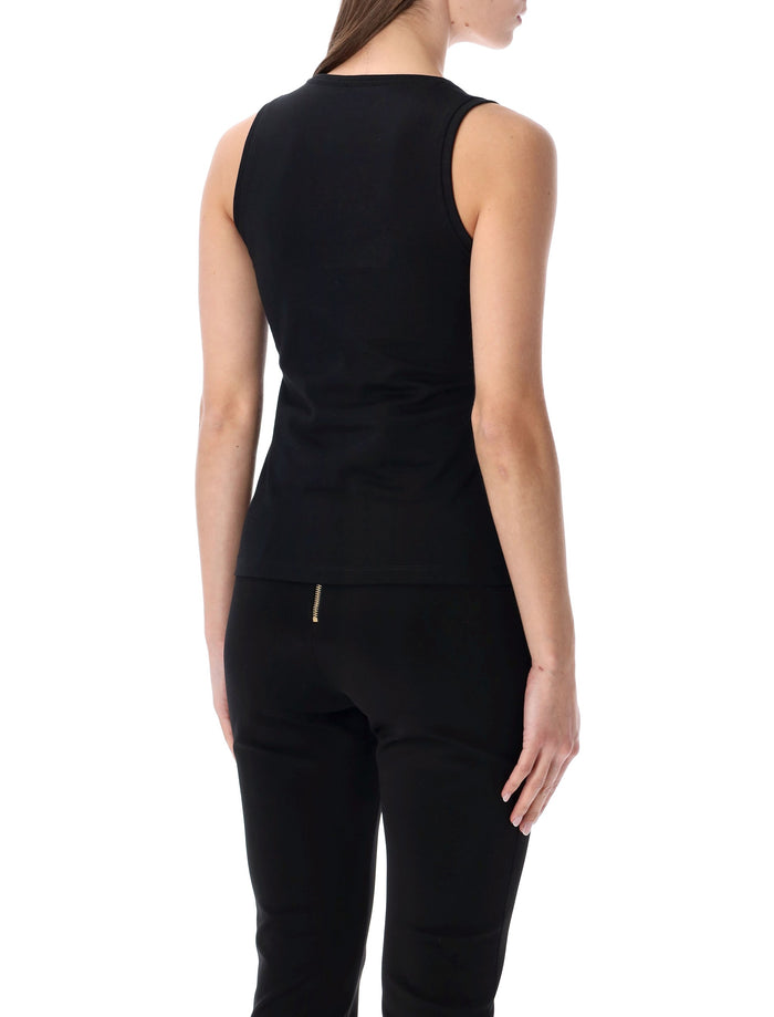 Balmain logo print tank top Black White Cotton