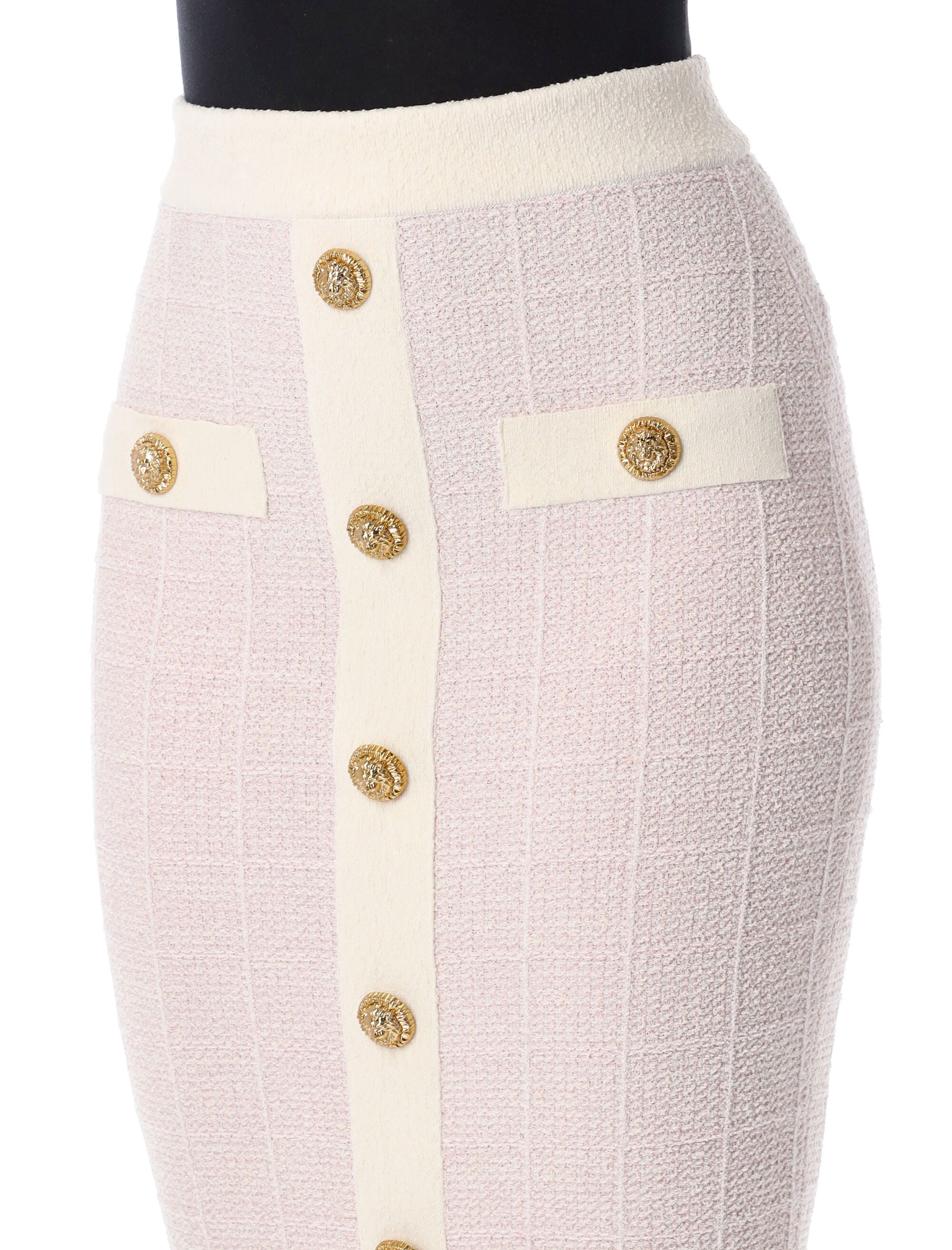 Balmain buttoned midi skirt Pink Cotton