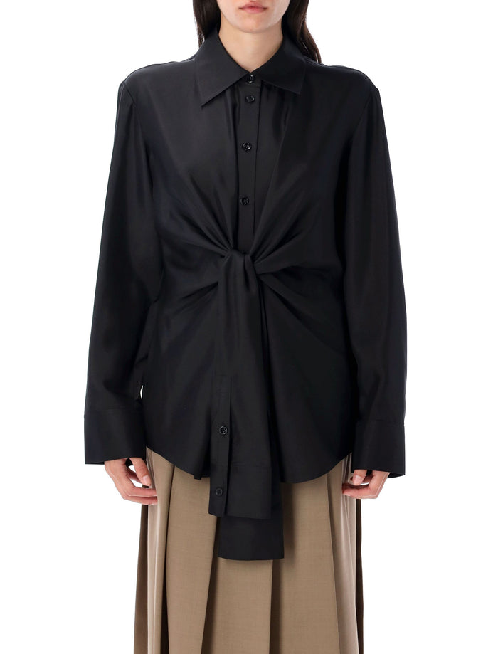 Silk knotted shirt Black