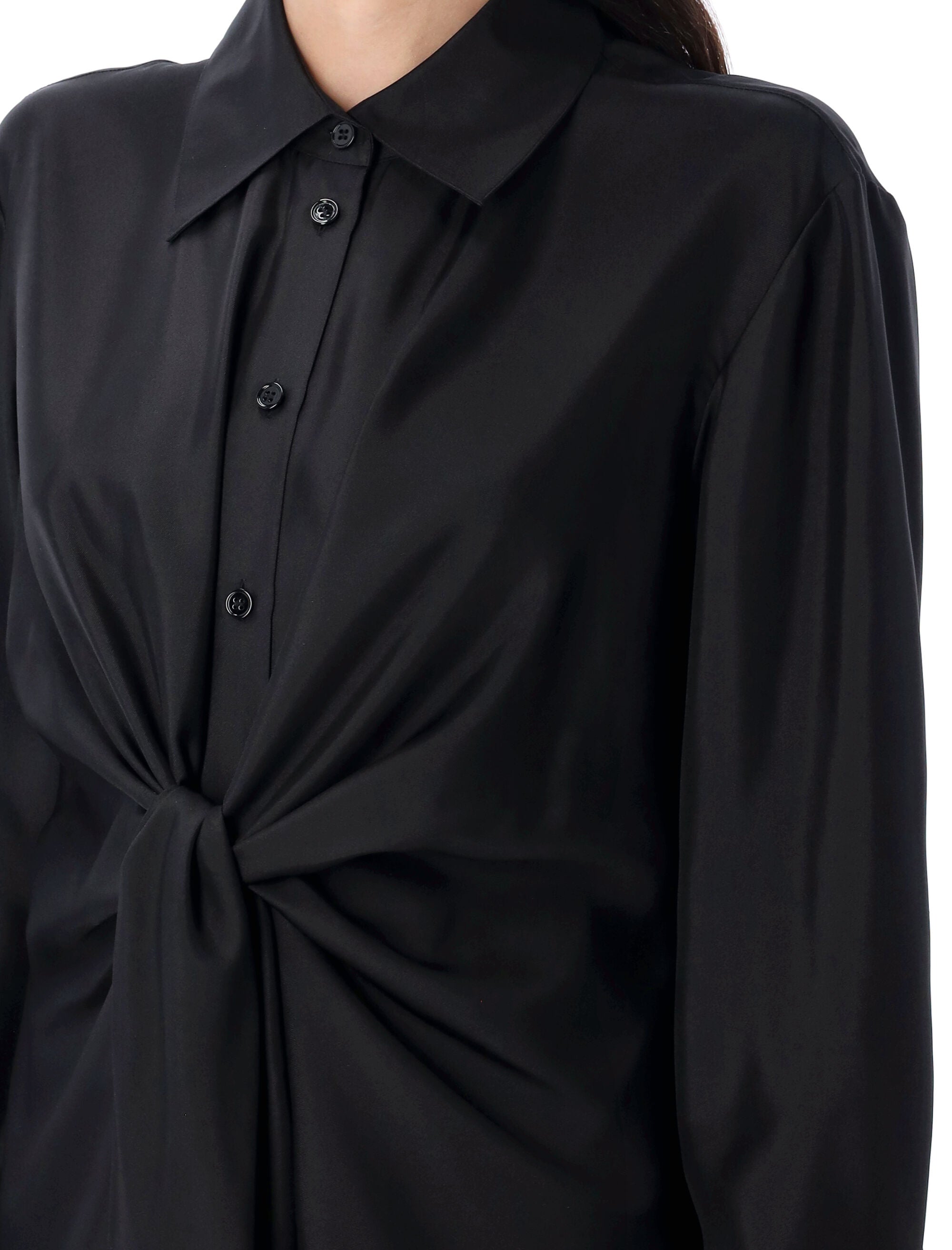 Silk knotted shirt Black