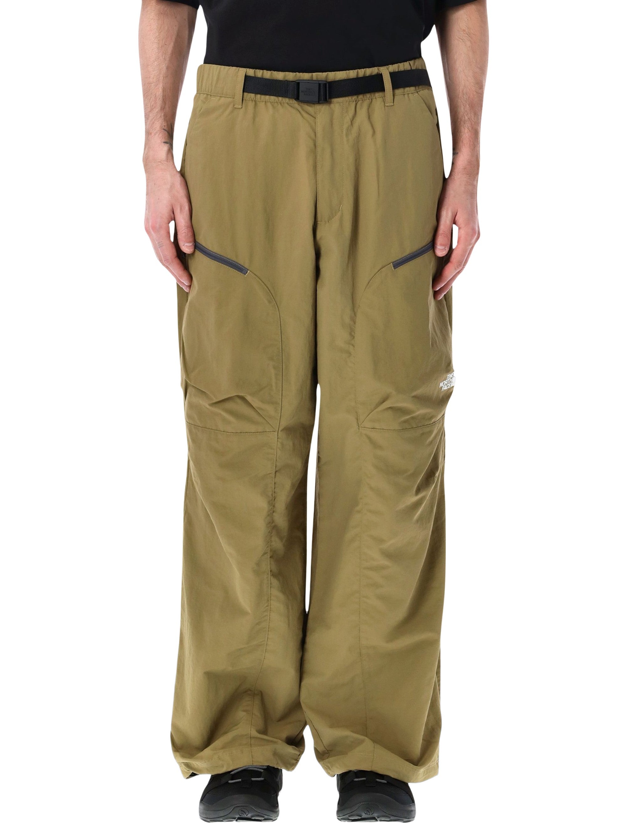 The North Face Nse Wide-Leg Pants With Belt Olive Nylon