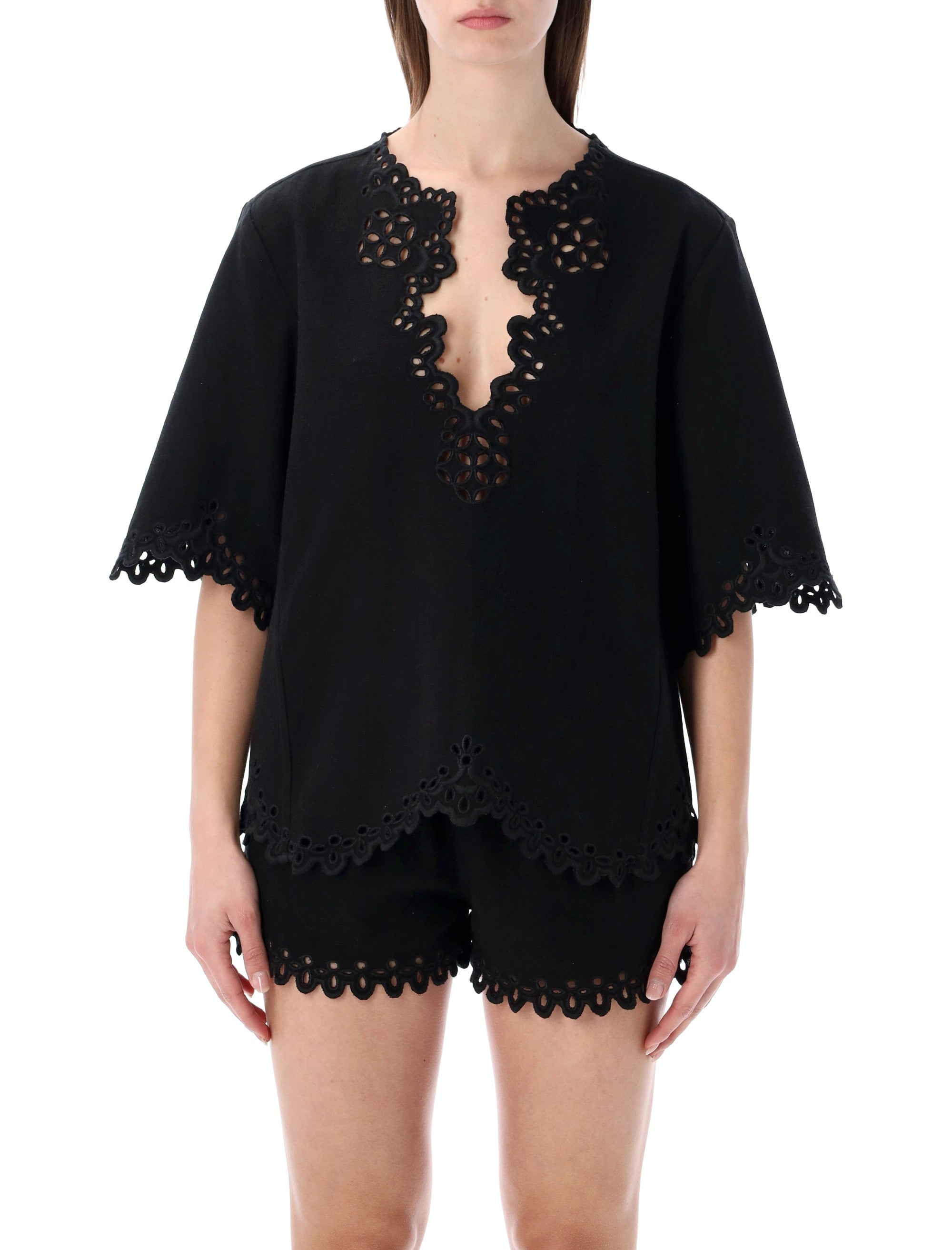 Marant Étoile Shana openwork top Faded Black Cotton