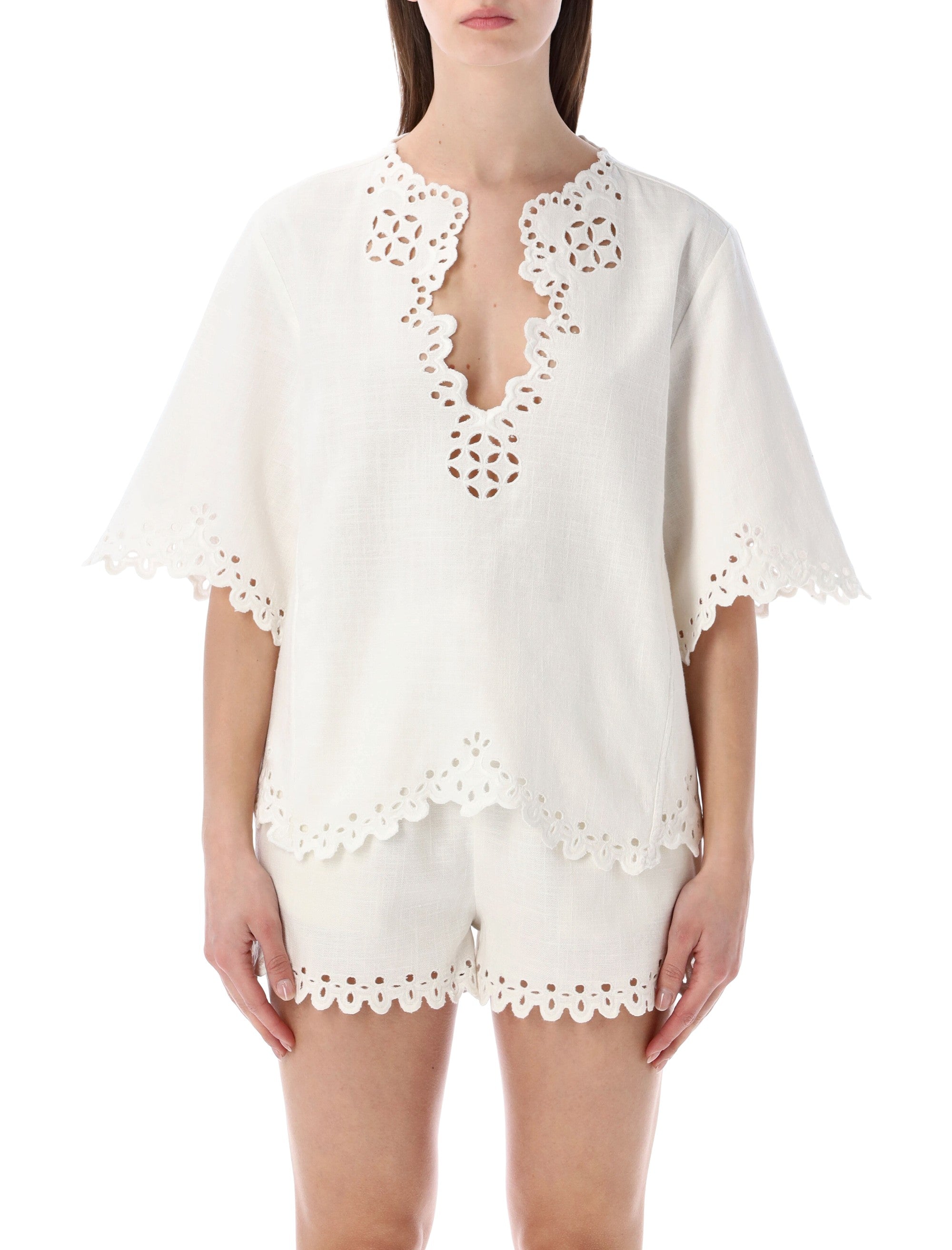 Marant Étoile Shana openwork top White Cotton