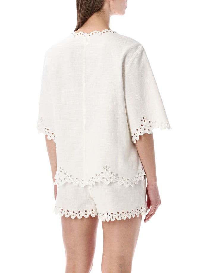 Marant Étoile Shana openwork top White Cotton