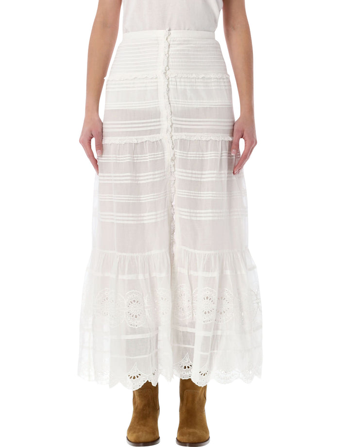 Marant Étoile Paoline organic cotton & lace skirt White