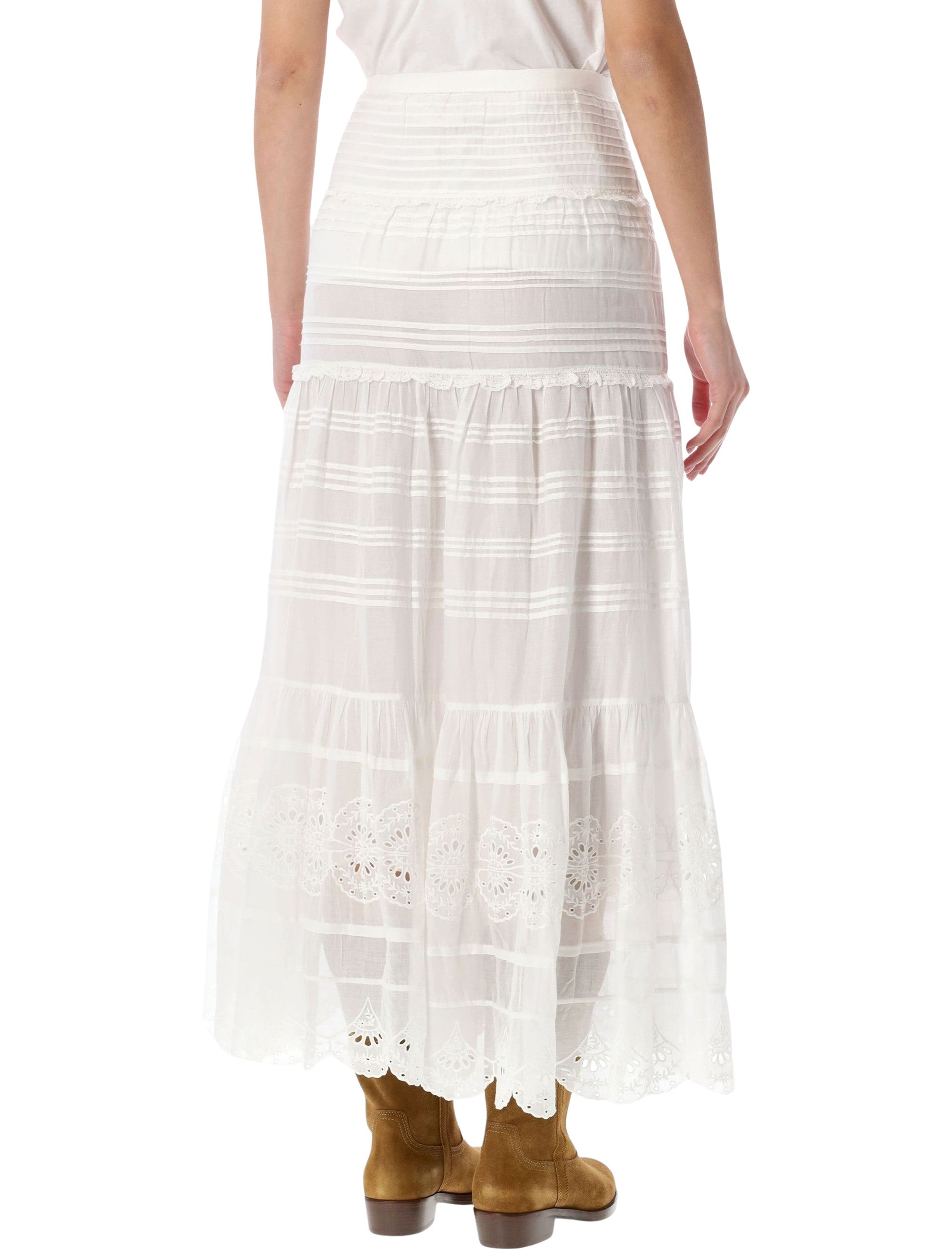 Marant Étoile Paoline organic cotton & lace skirt White