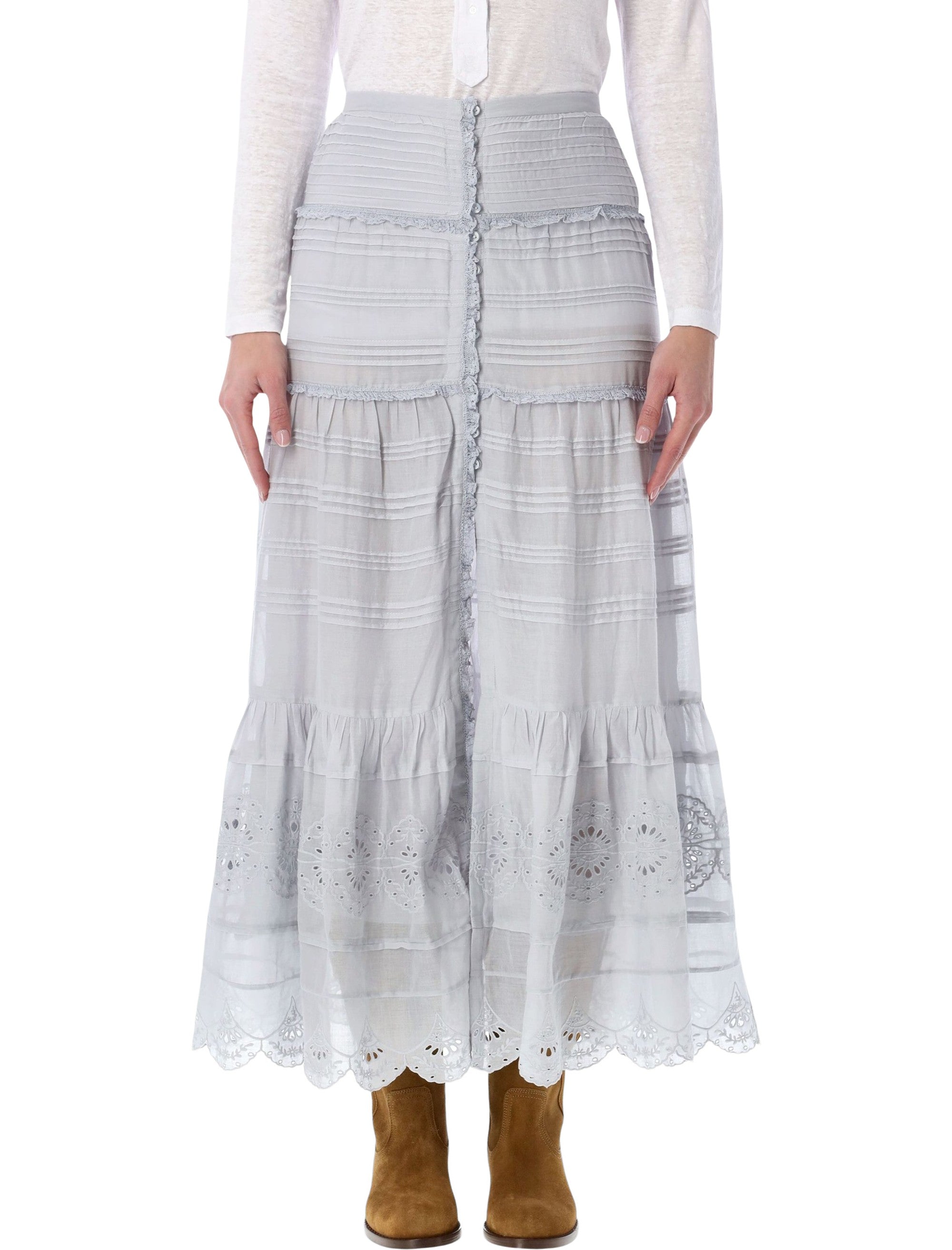 Marant Étoile Paoline organic cotton & lace skirt Light Blue