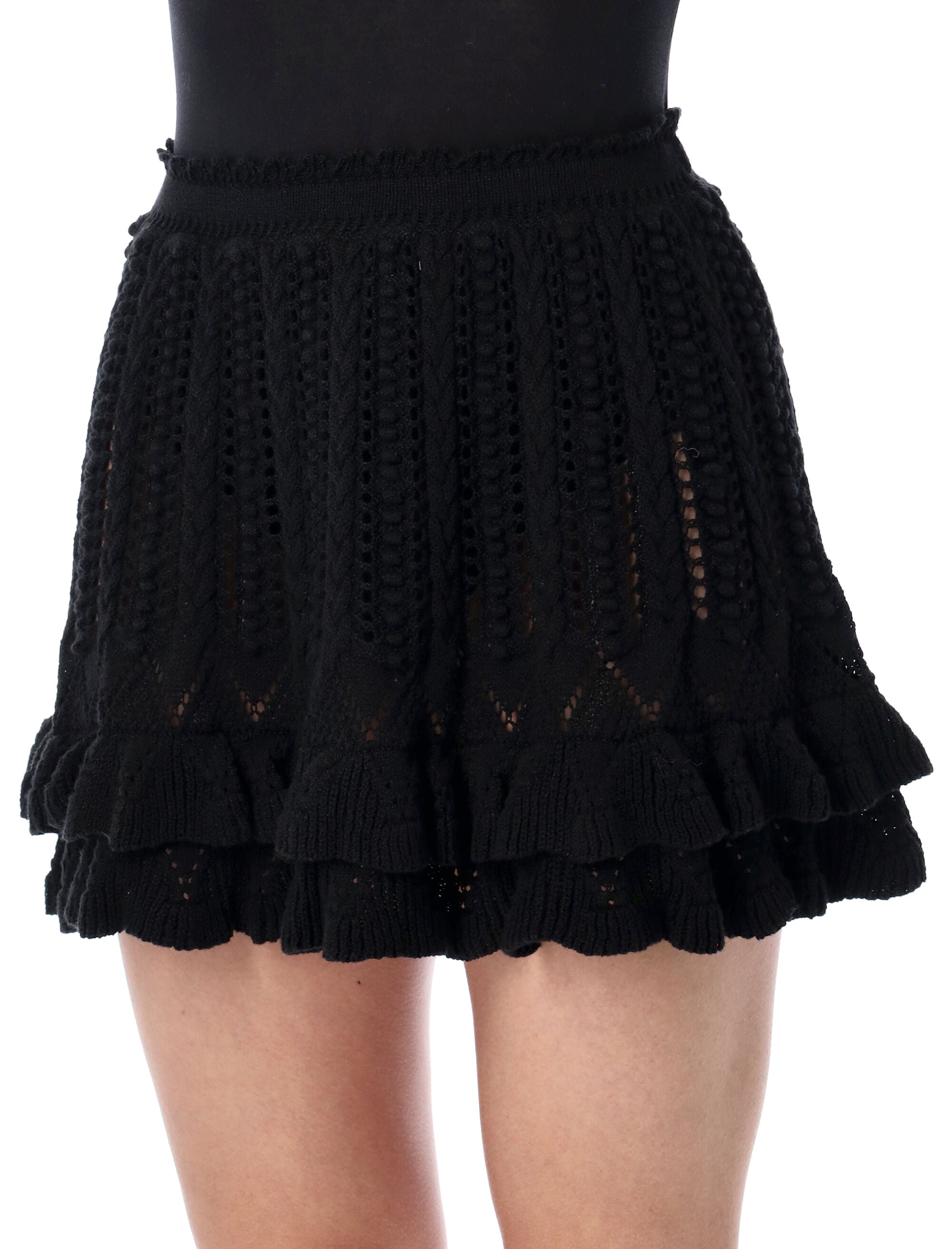 Marant Étoile Nelle frilly knit skirt Black Cotton