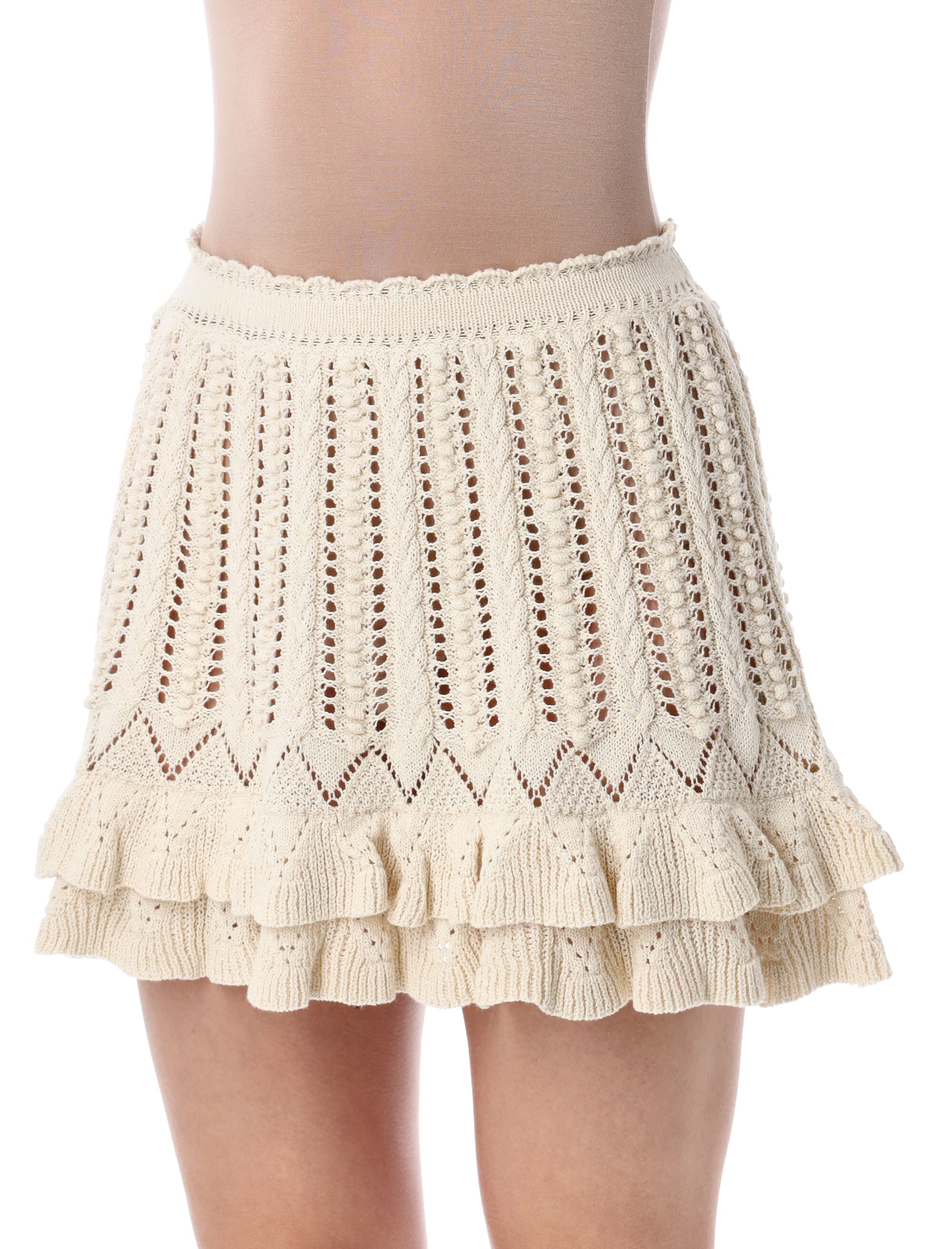 Marant Étoile Nelle frilly knit skirt Ecru Cotton