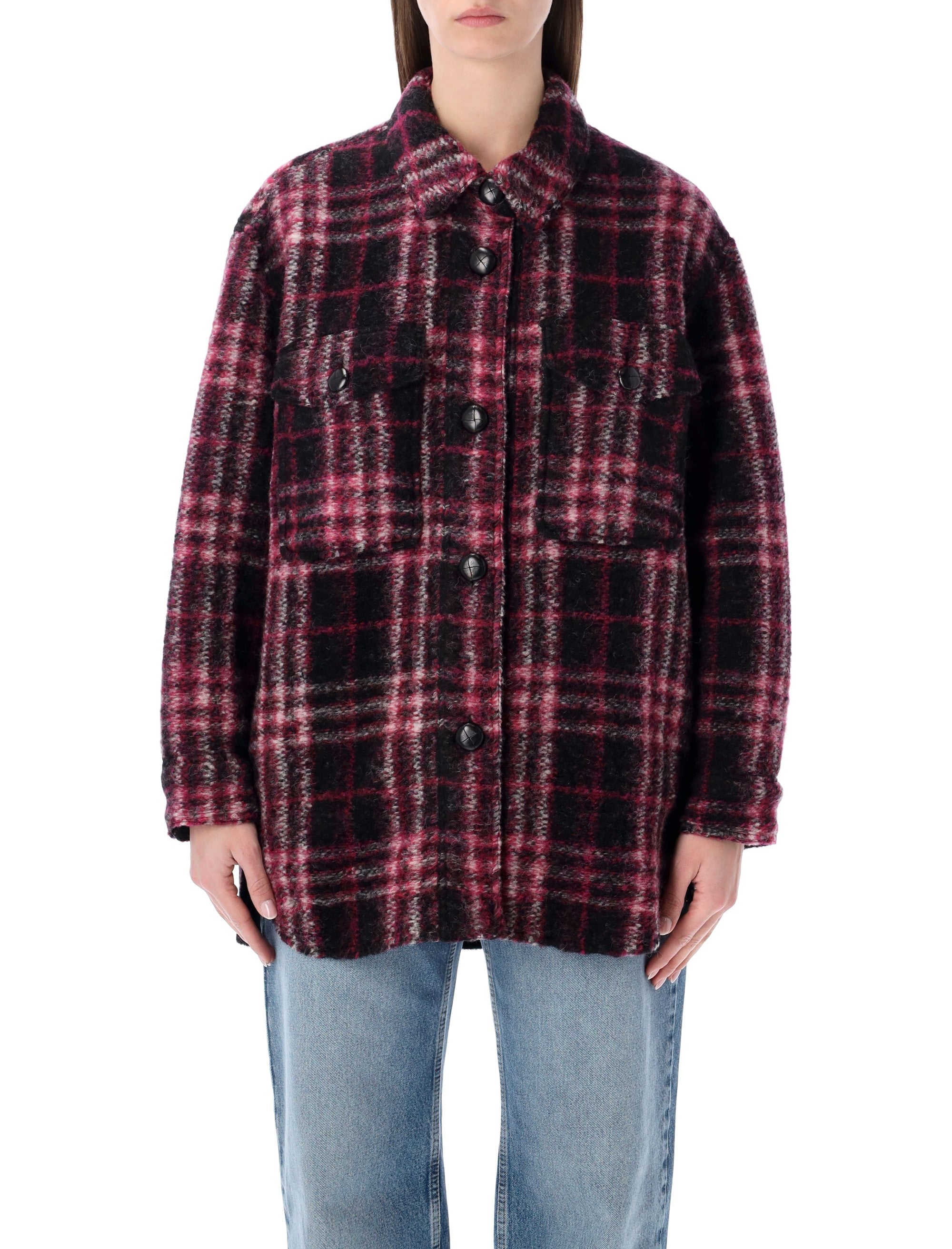 Marant Étoile Harveli wool-blend coat Black Fuchsia Virgin Wool