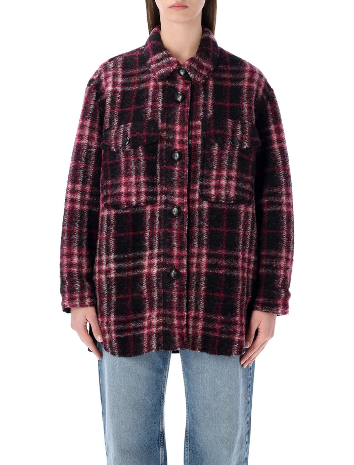 Marant Étoile Harveli wool-blend coat Black Fuchsia Virgin Wool