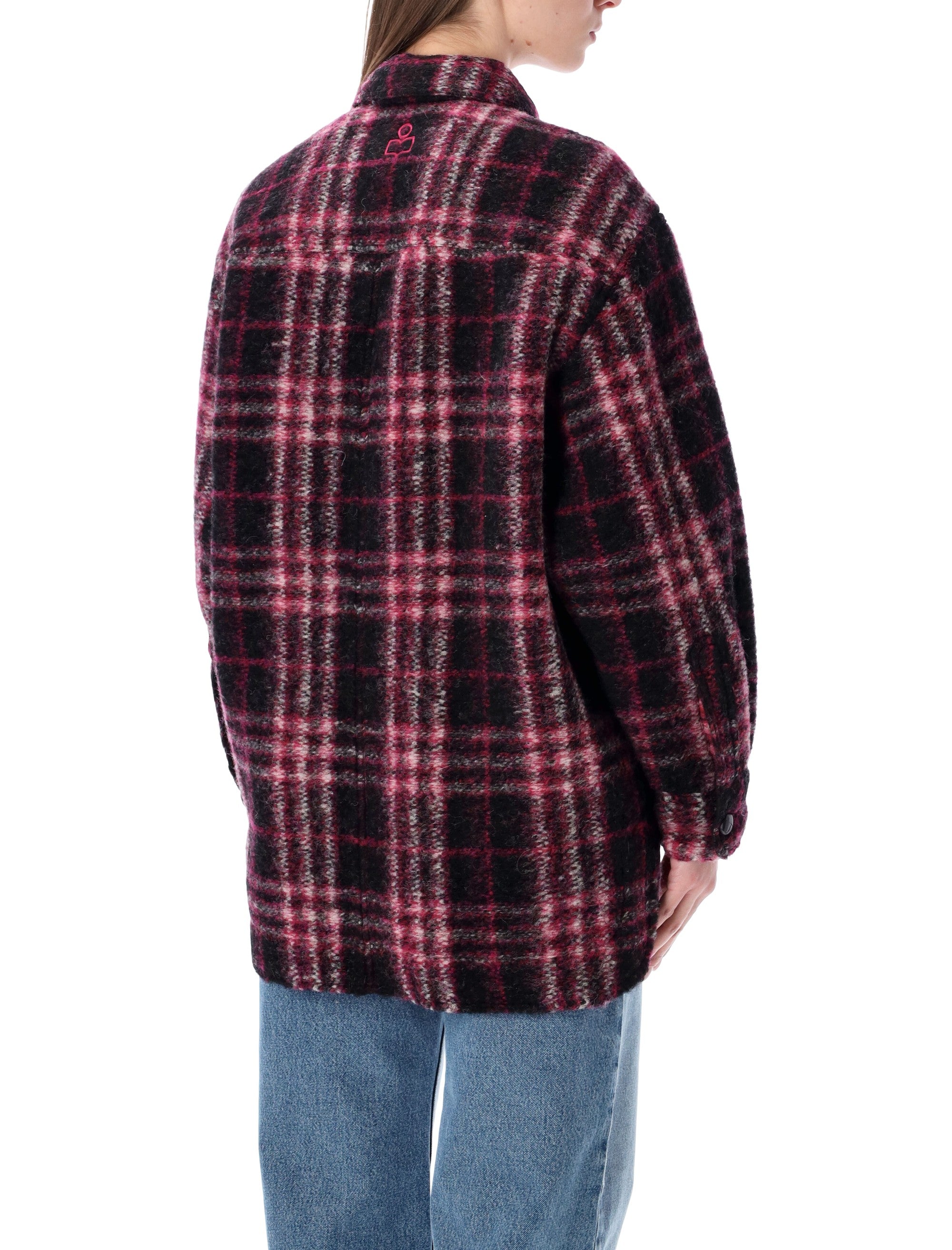 Marant Étoile Harveli wool-blend coat Black Fuchsia Virgin Wool